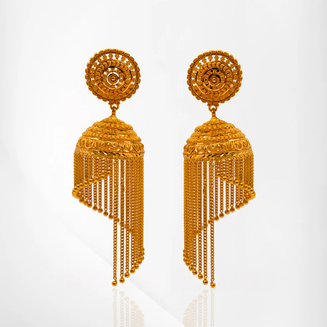 Butta-Style Jhumka Earrings with Dazzling Fringe Detailing
