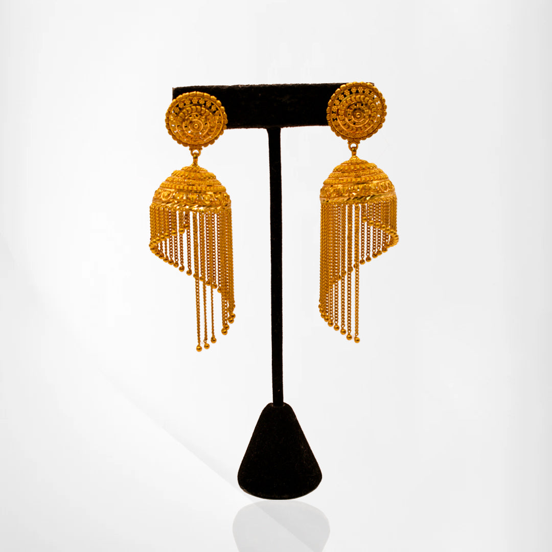 Butta-Style Jhumka Earrings with Dazzling Fringe Detailing