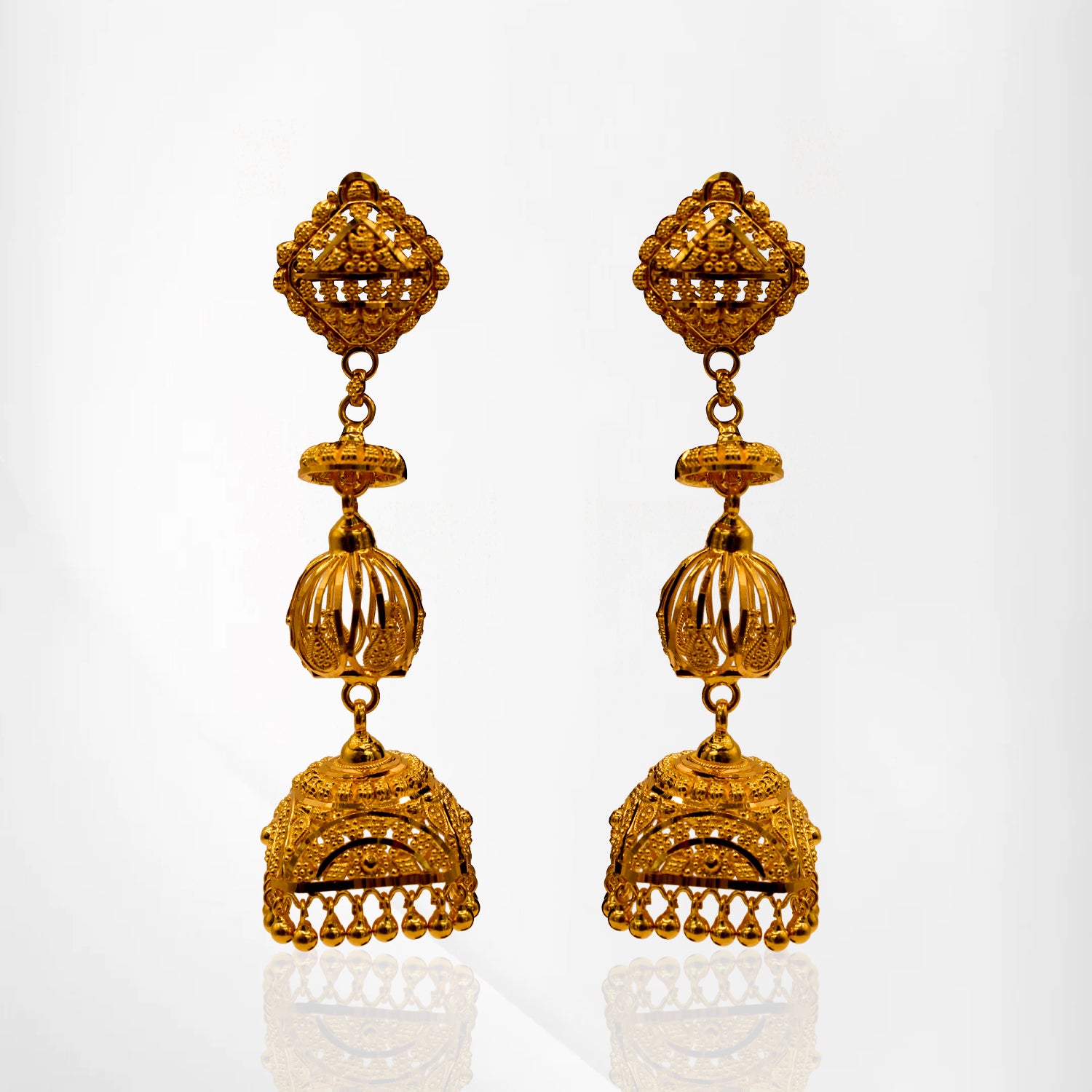Contemporary Floral-Top Jhumka Earrings