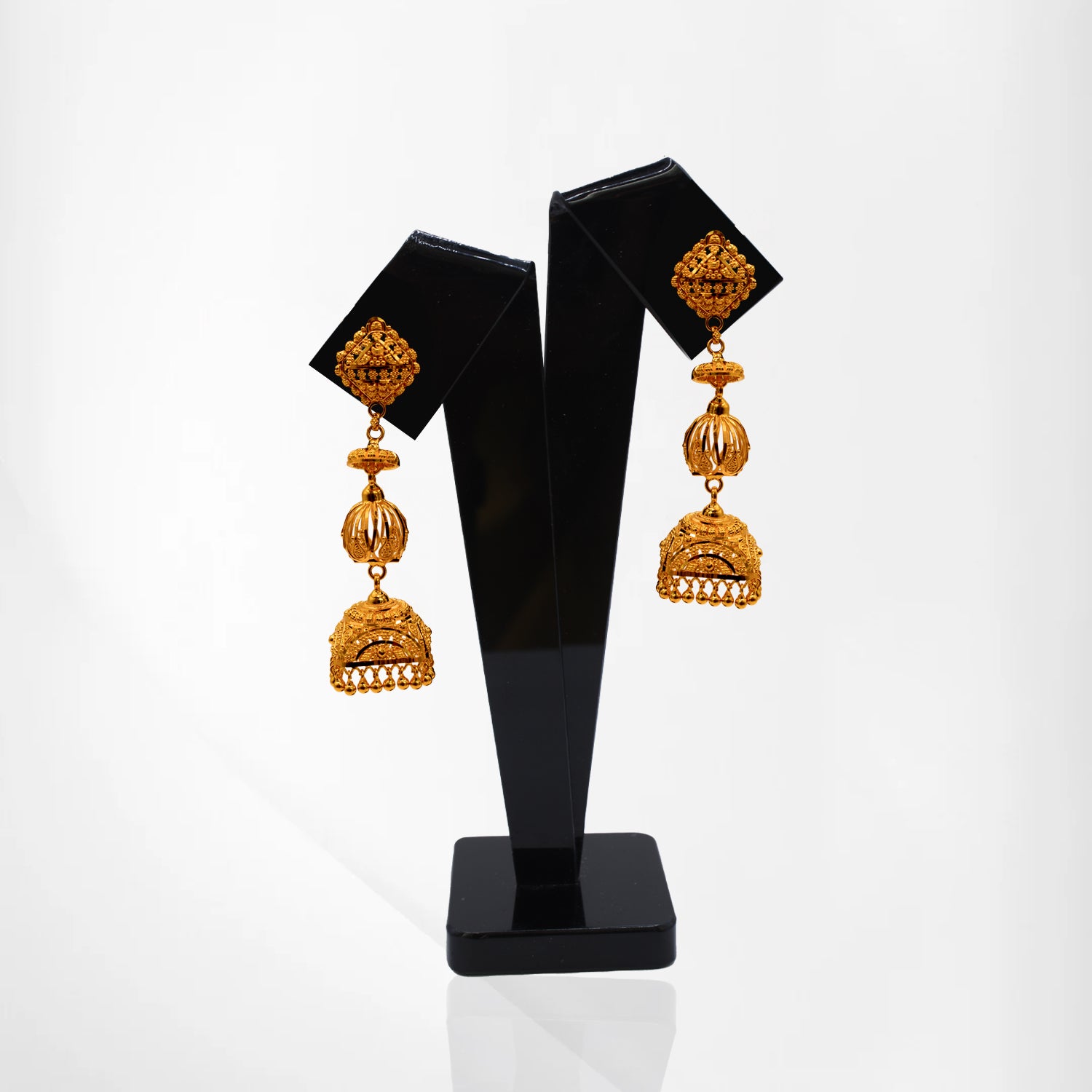 Contemporary Floral-Top Jhumka Earrings