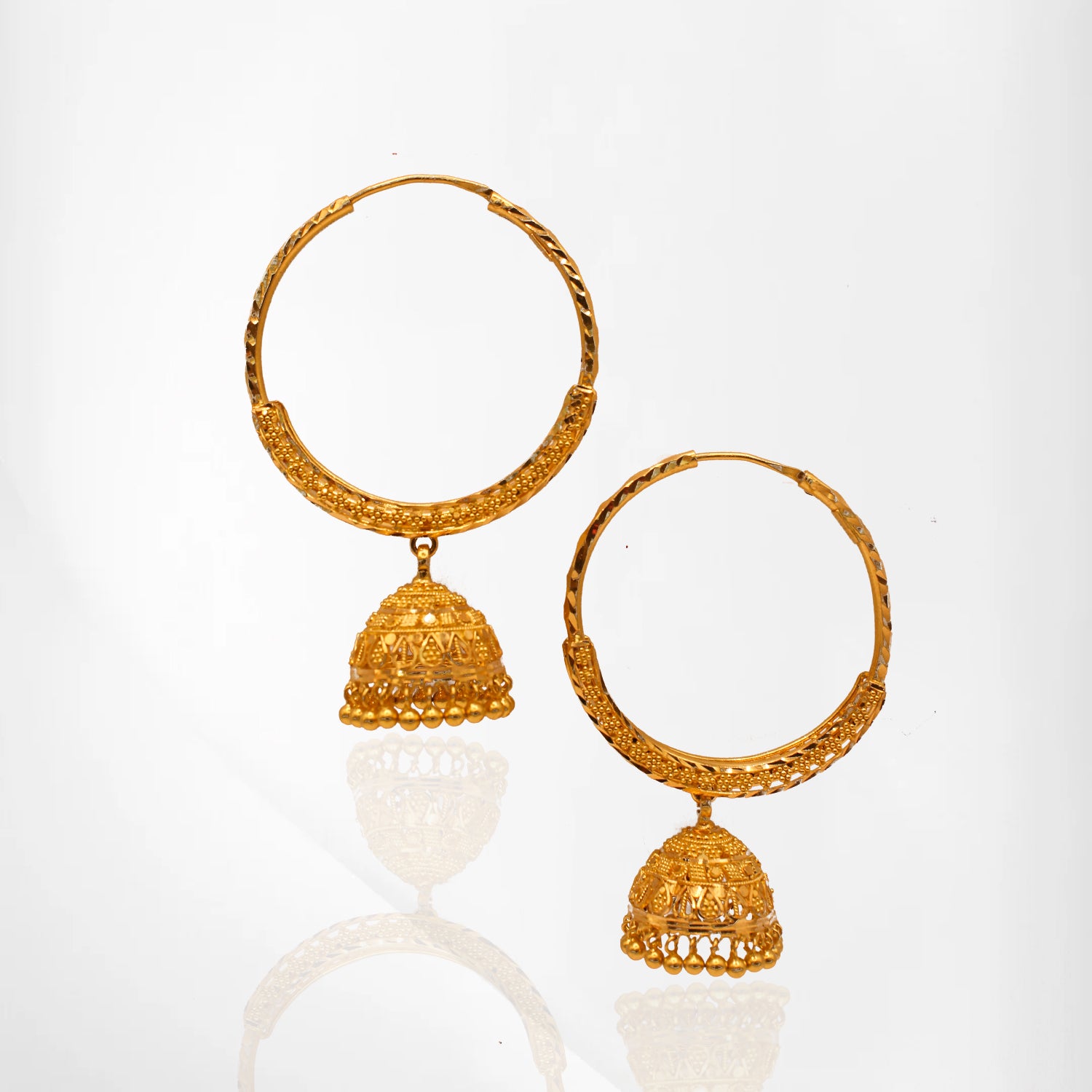 Ethnic Hoop Earrings with Dome Danglers