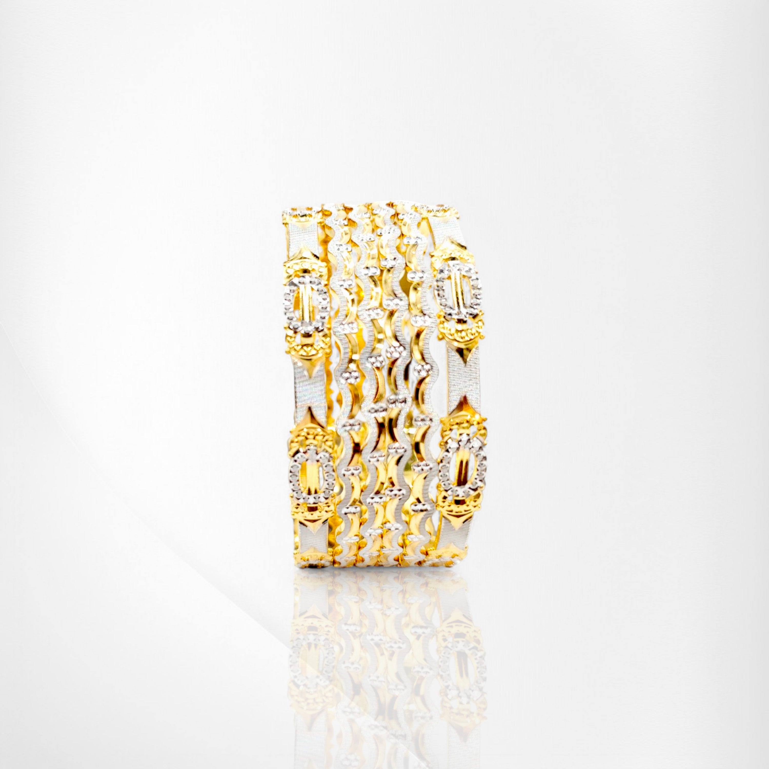 Dazzling Handmade Rhodium Bangle Set