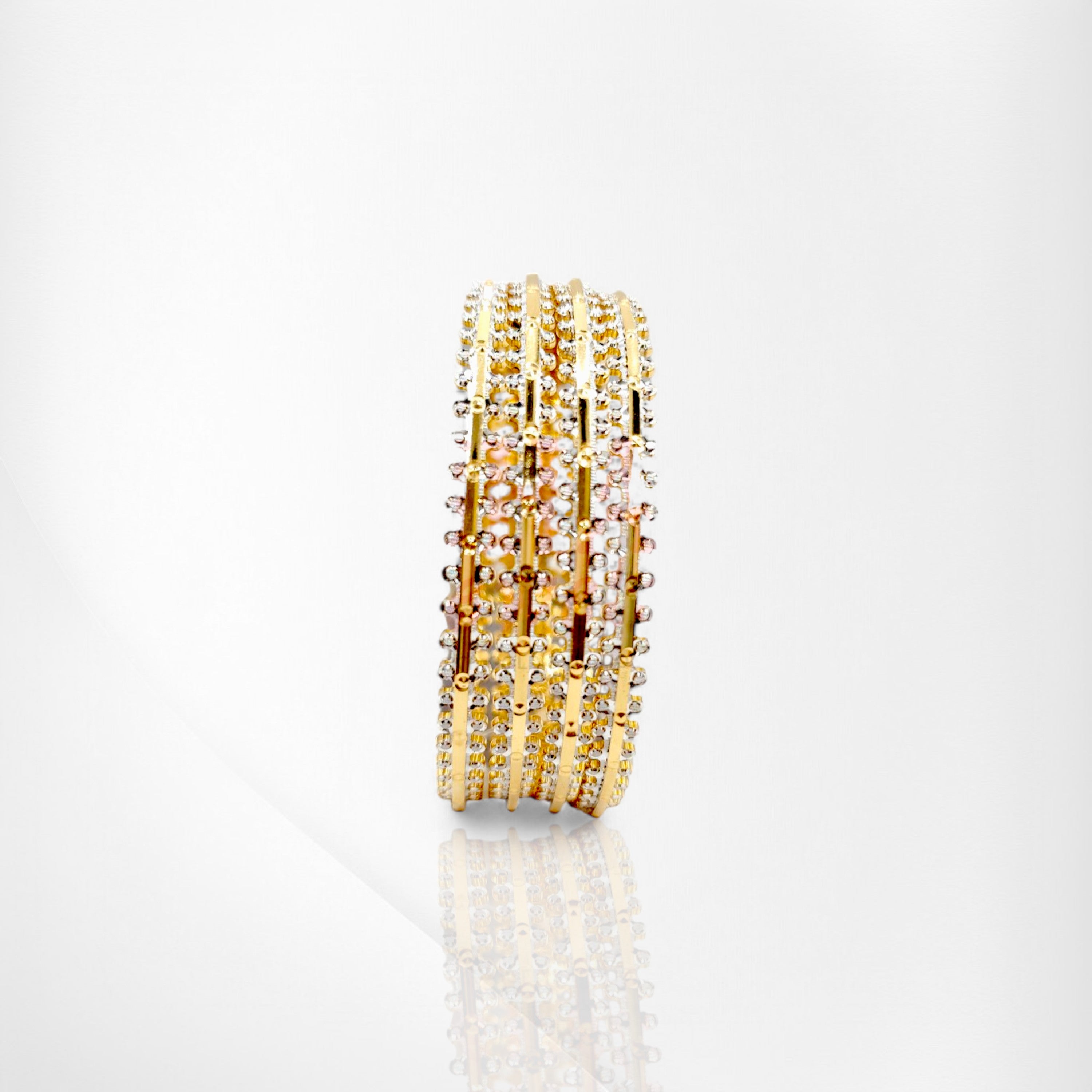 Handmade Rhodium Bangle Set with Dotted Design