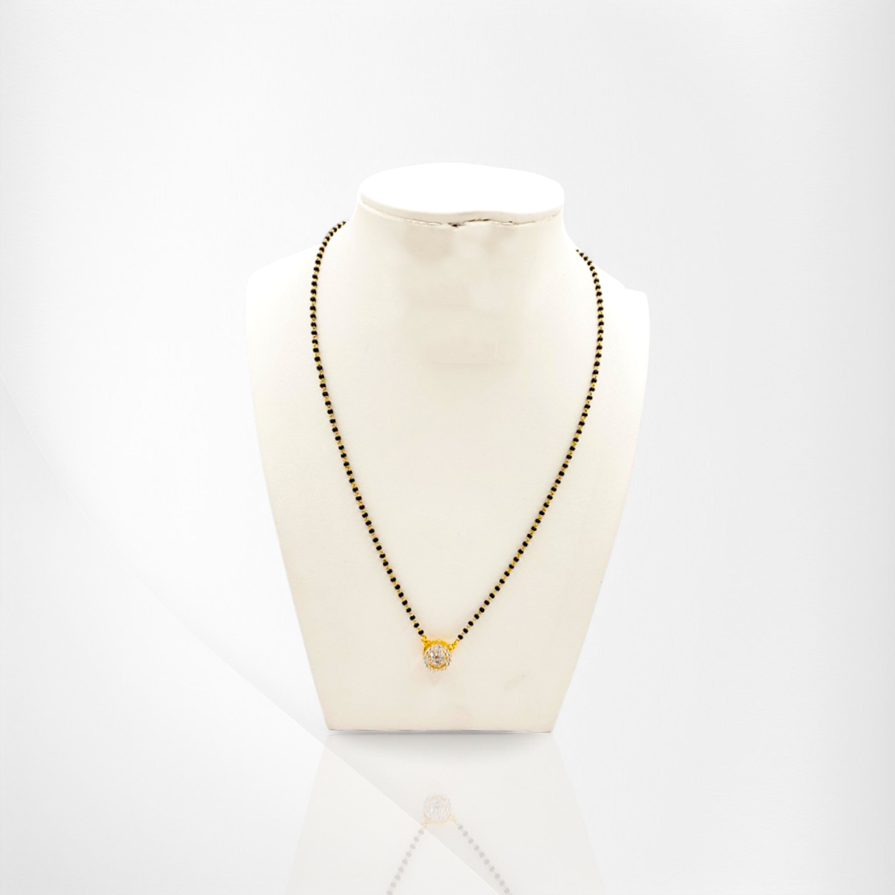 Handmade Gold Mangalsutra with CZ Circle Pendant