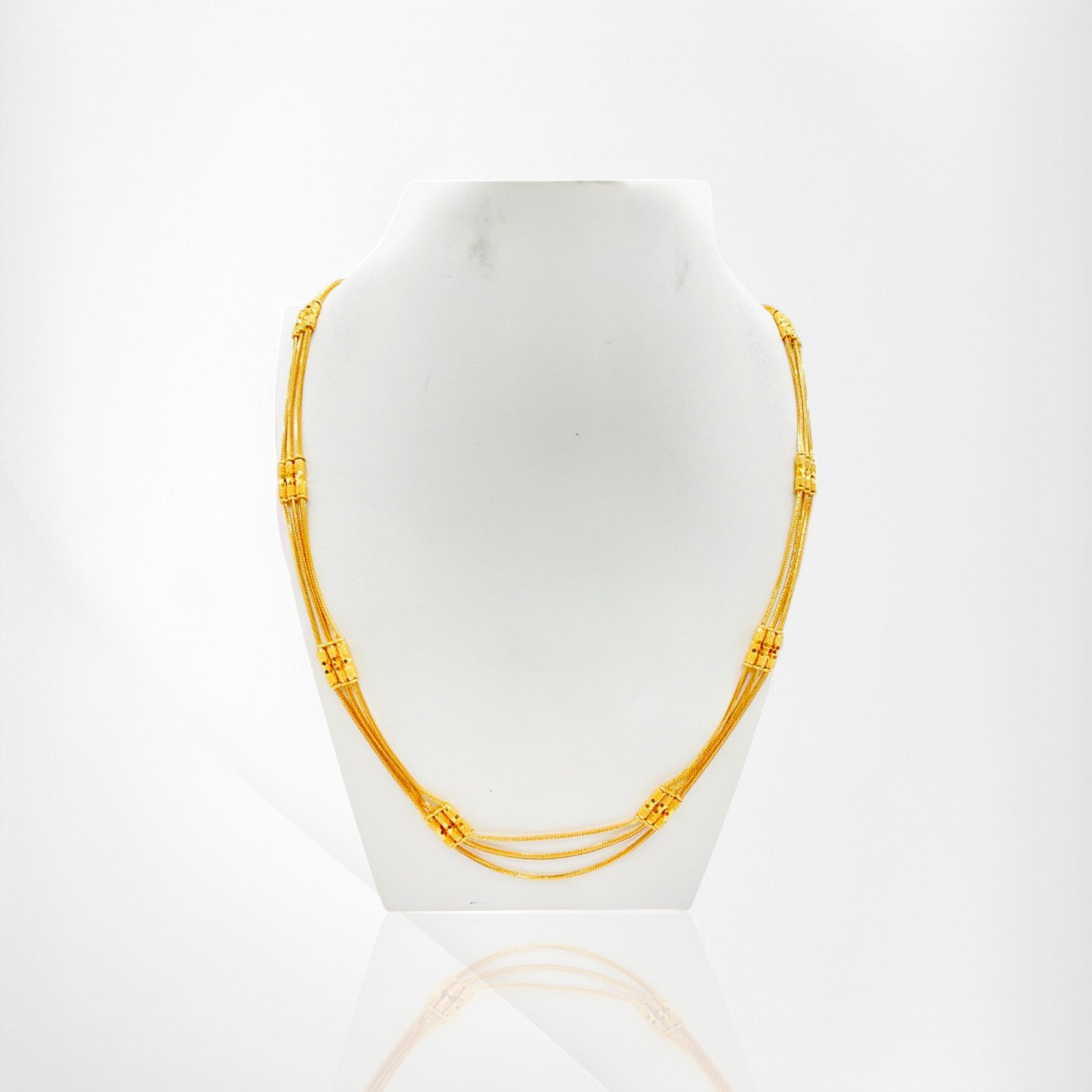 Multi-Layer Gold Chain with Central Gold Ball Accents