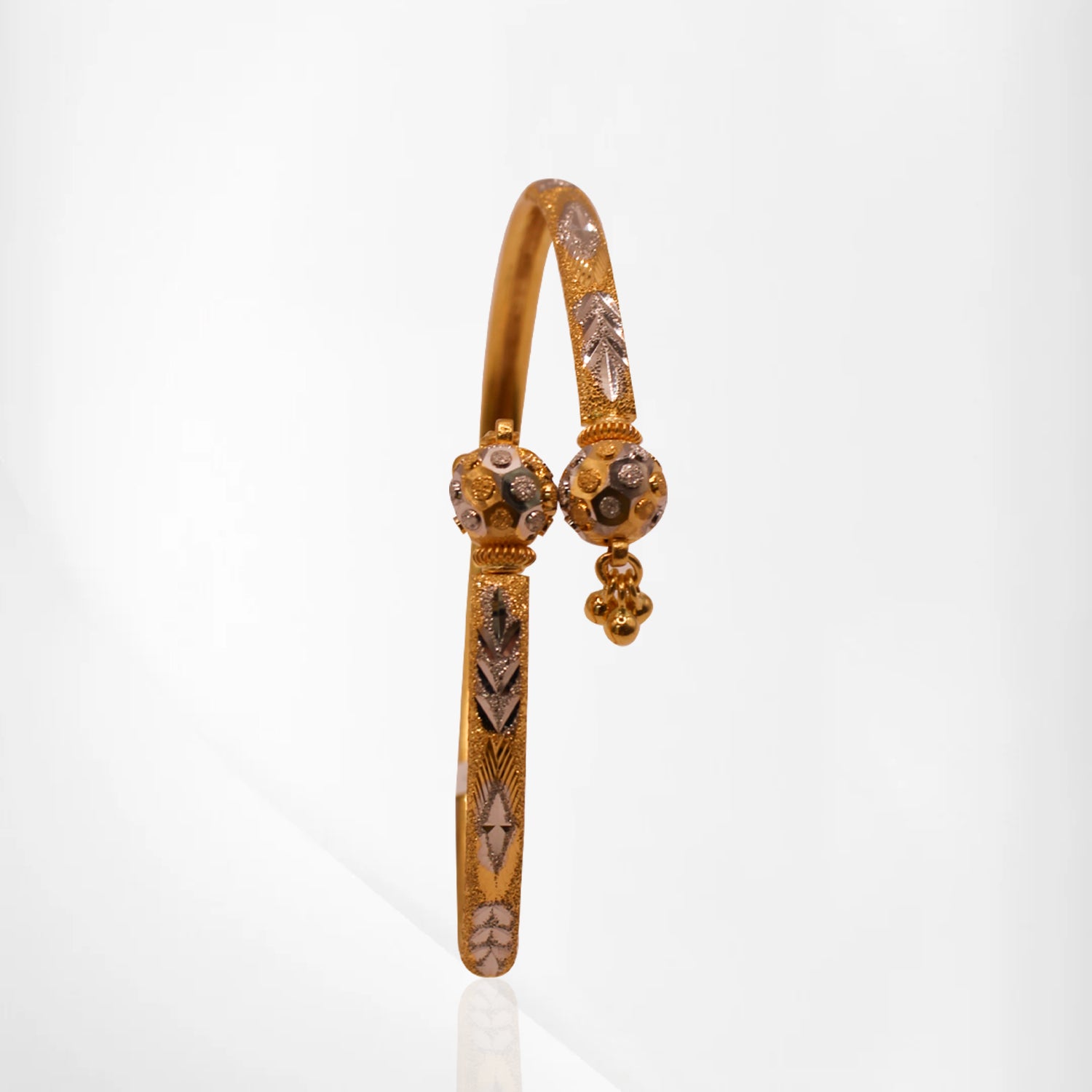 Delicate Gold Floral Bangle with Sparkling Accents