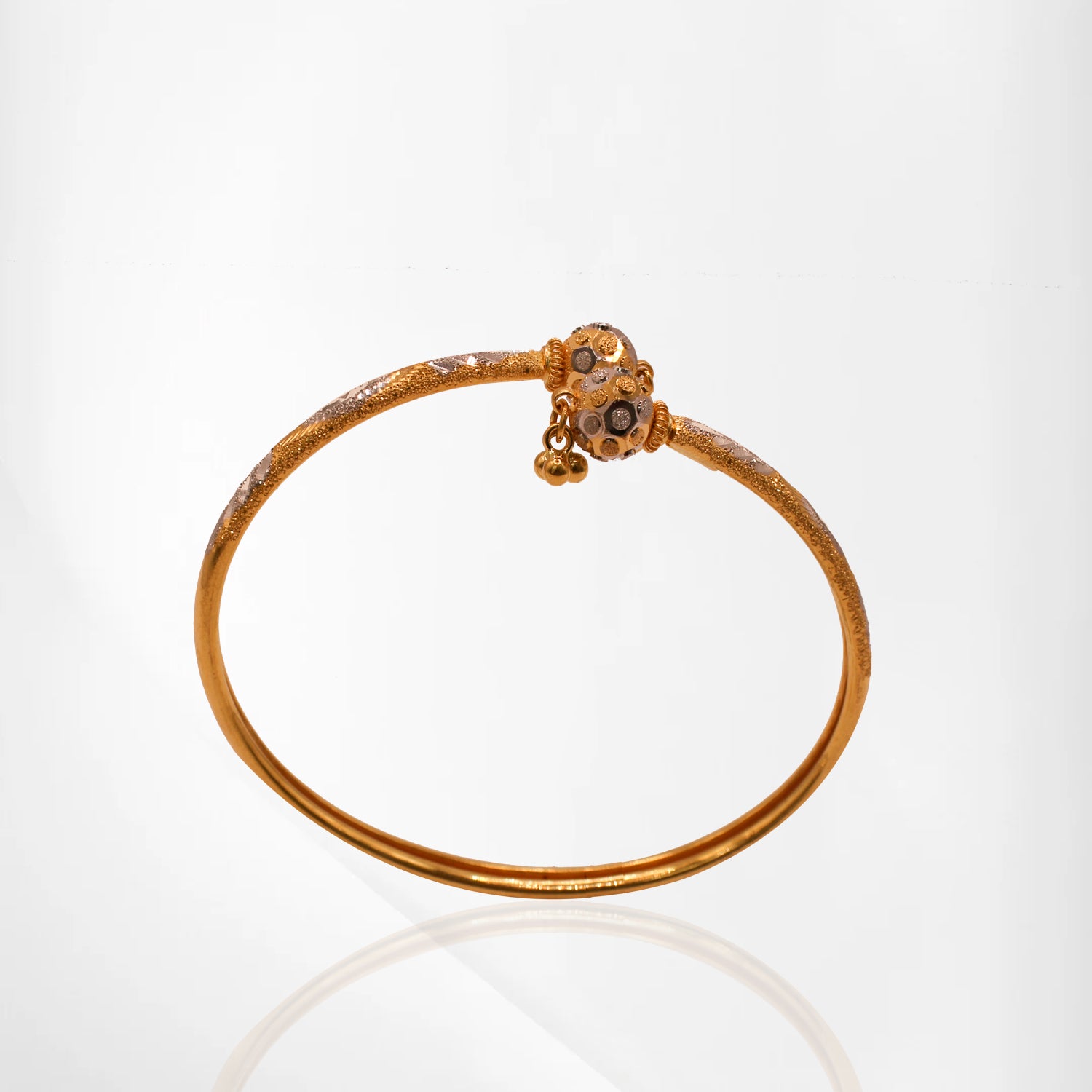 Delicate Gold Floral Bangle with Sparkling Accents