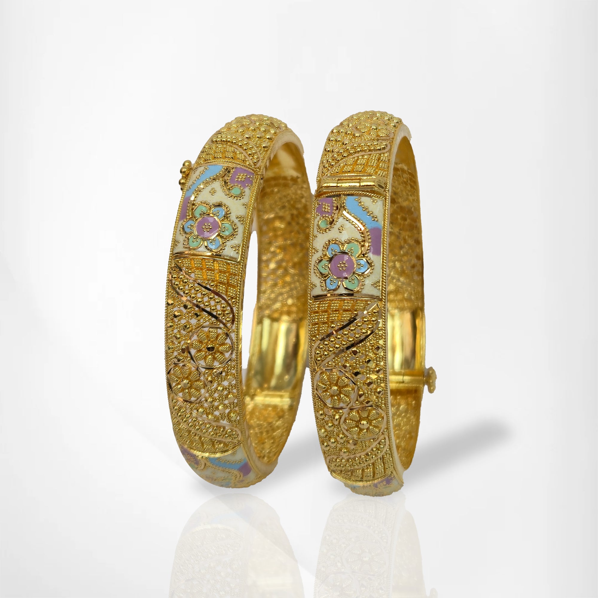 22K Gold Meenakari Design 2-Piece Bangle Set