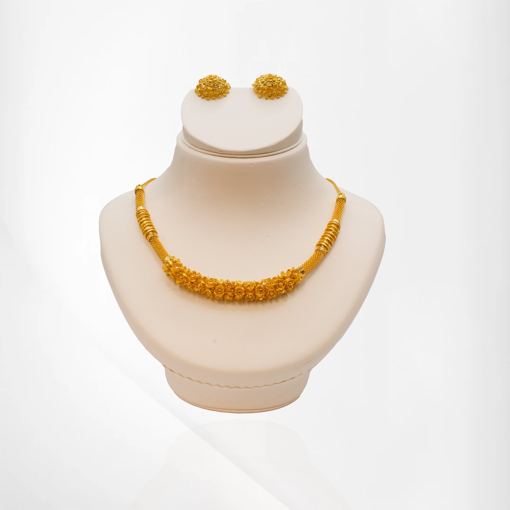 Modern Floral Necklace Set with Matching Earrings