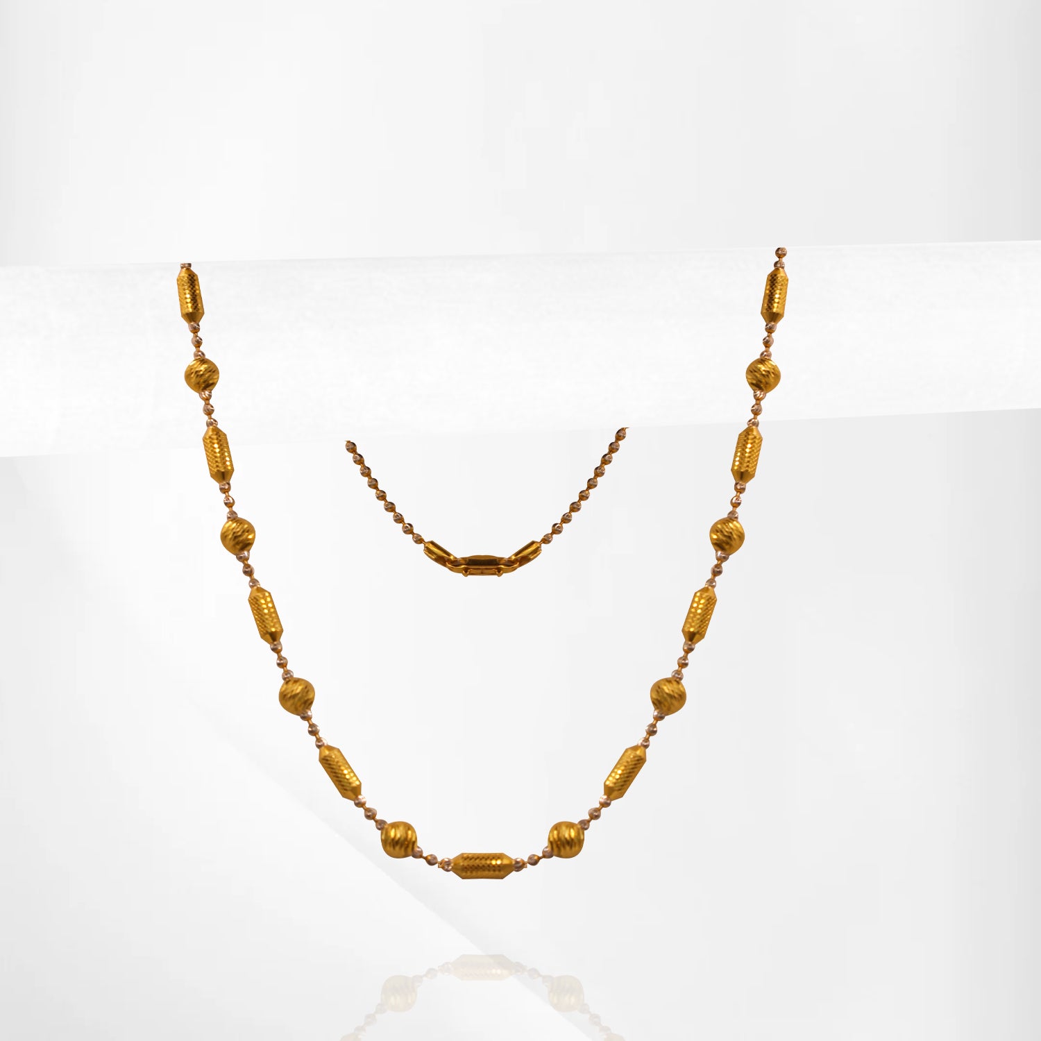 Rhodium Beaded Chain – Traditional Charm with Modern Shine