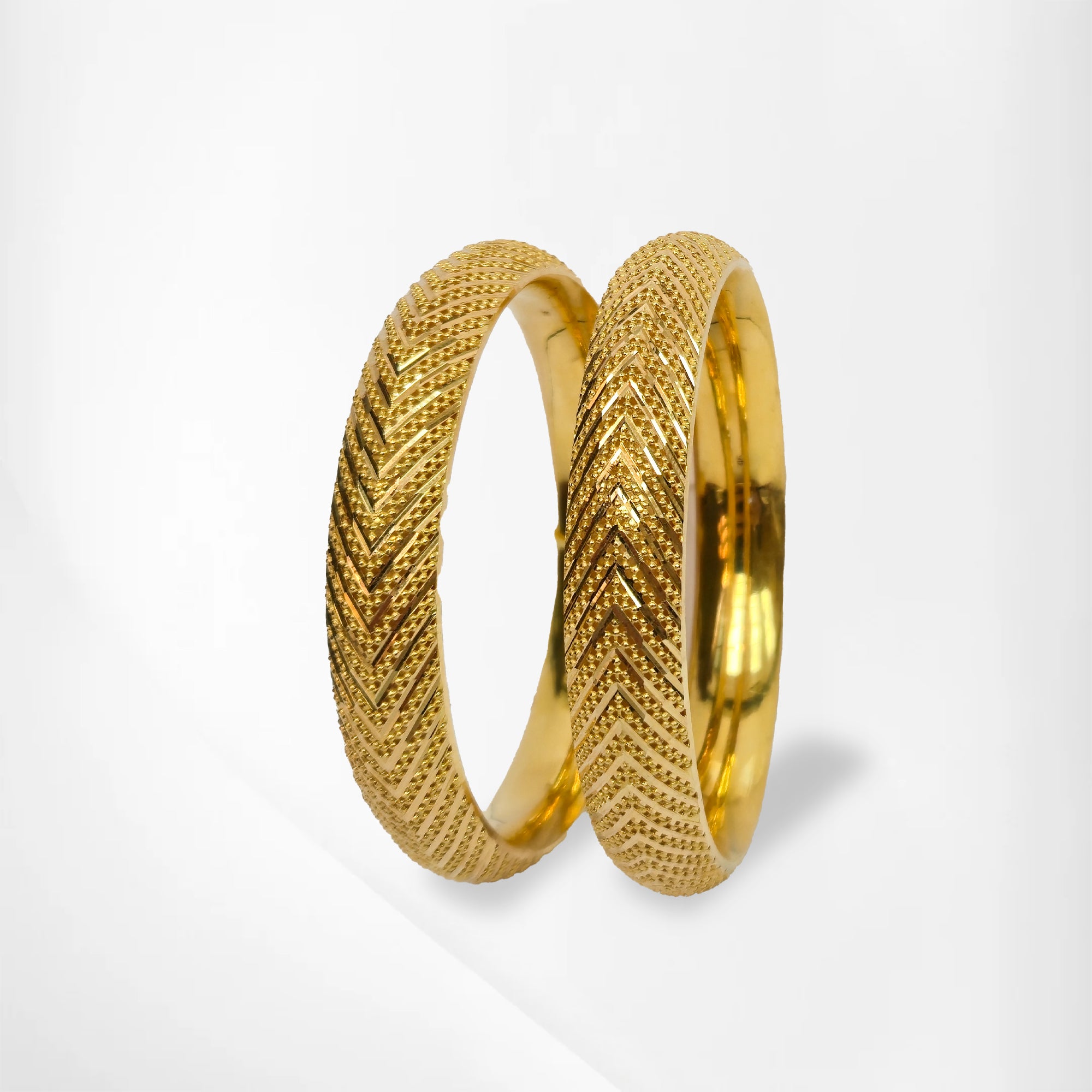Gold Textured Line Design Bangle Set
