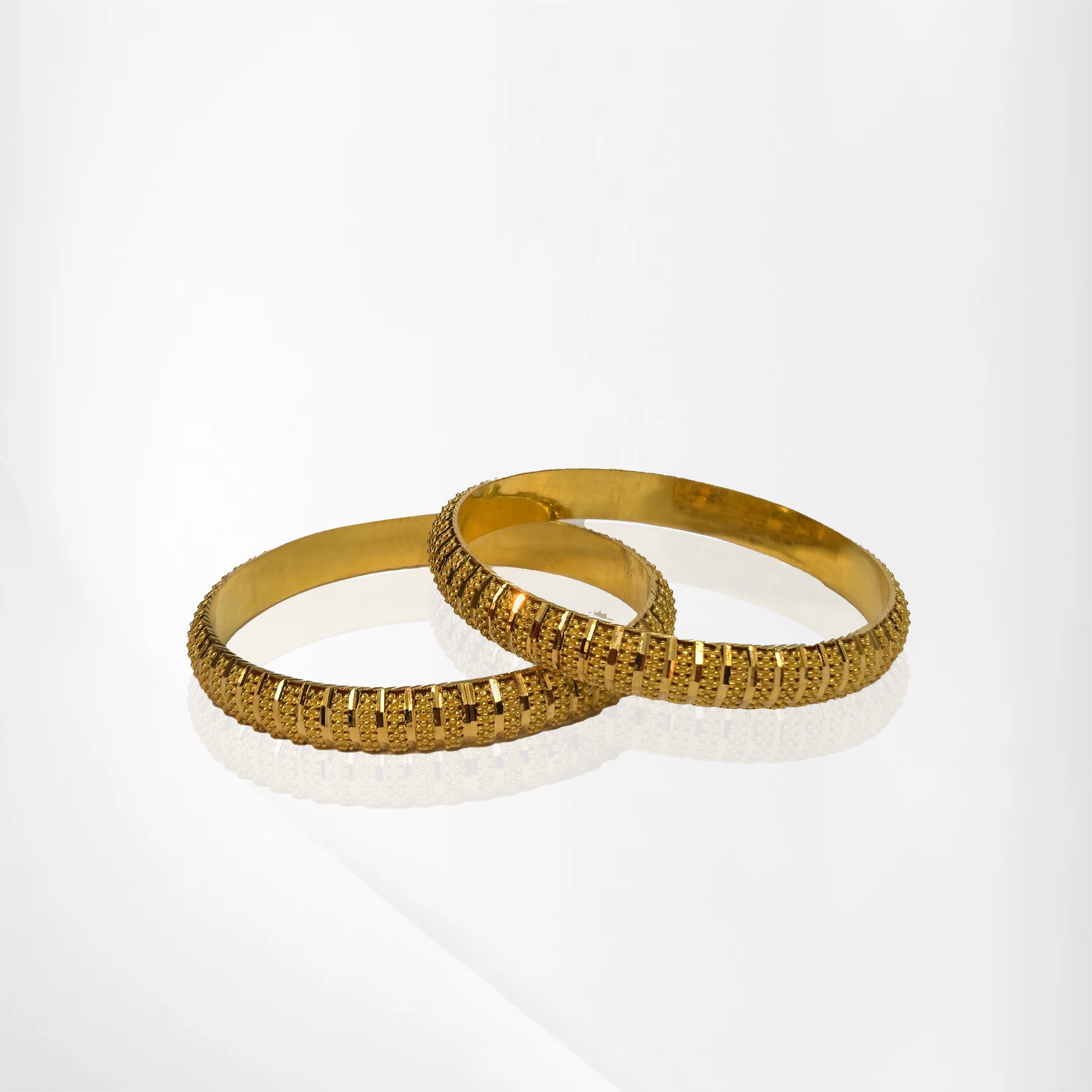 Gold Dot & Line Textured 2-Piece Bangle Set