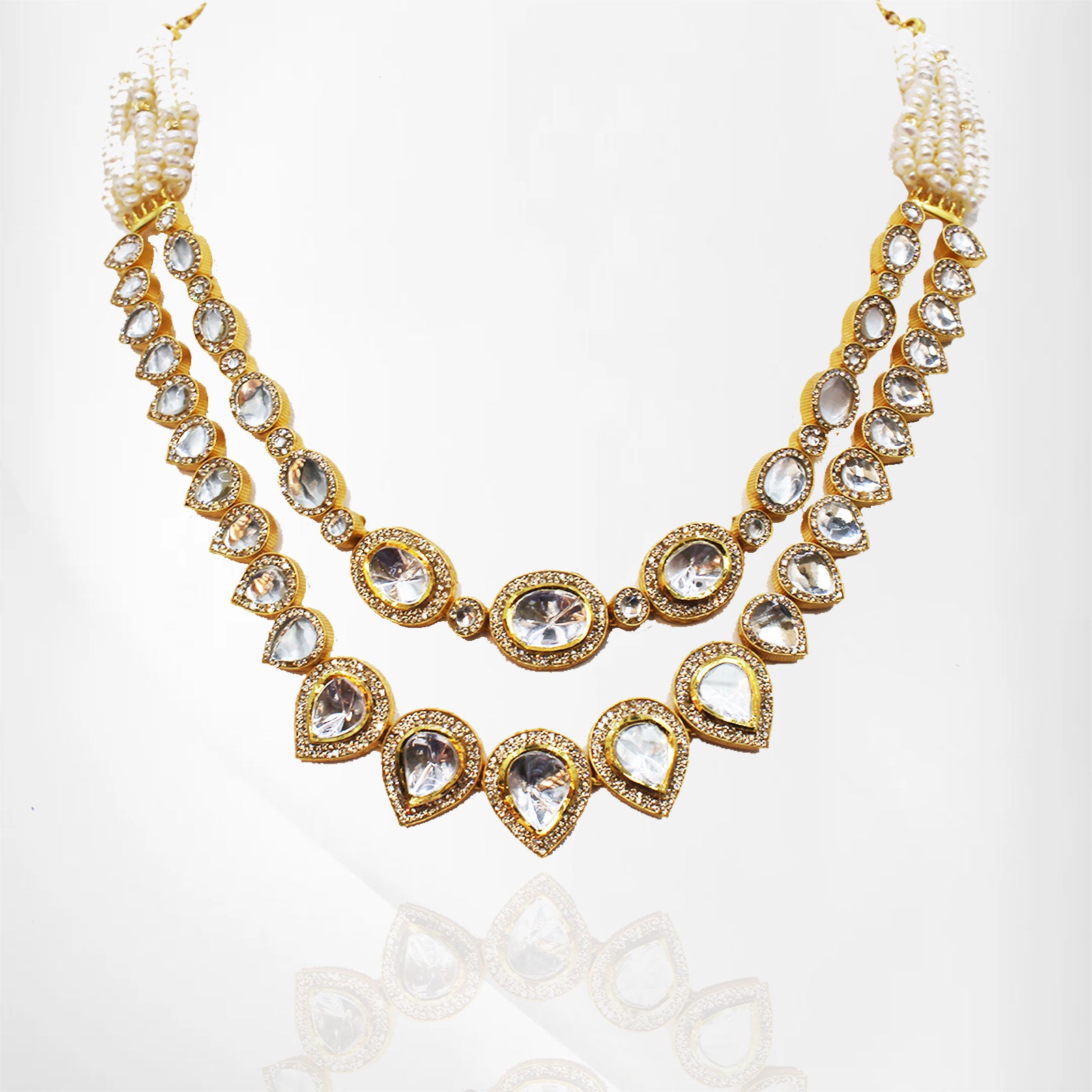 Kundan & Pearl Layered Set with Matching Earrings