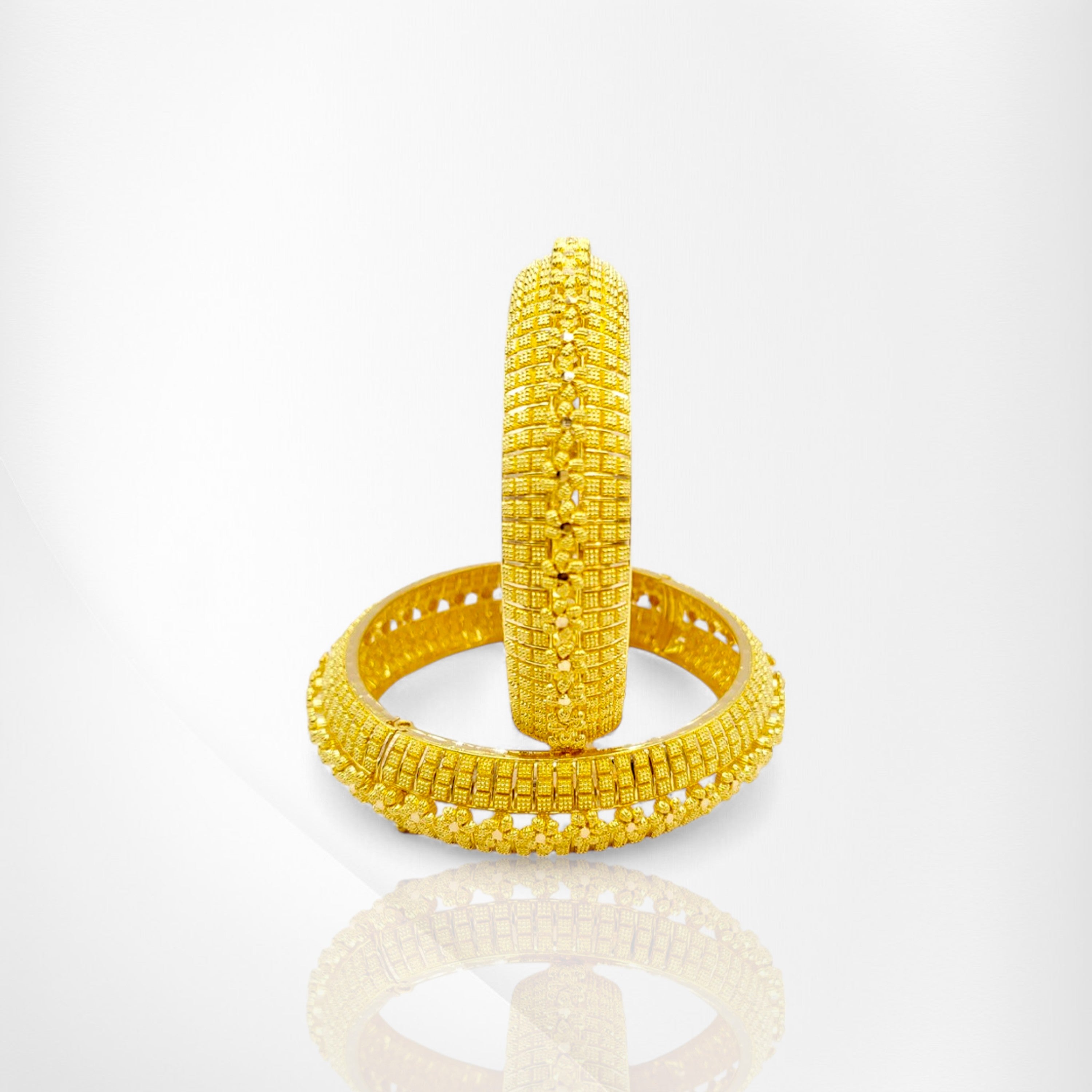 Beloved Yellow Gold Floral Bangles – Stunning Elegance for Everyday Wear