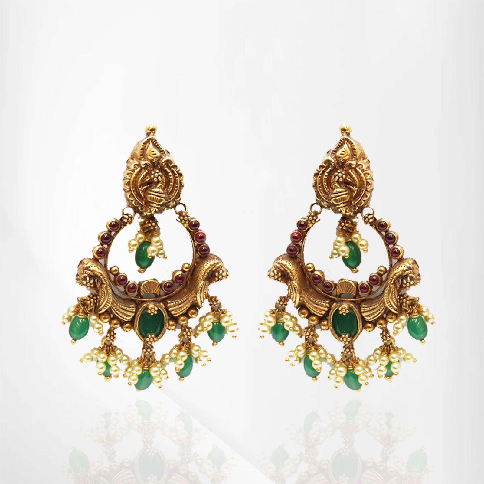 Divine Gajalakshmi Choker Necklace with Matching Earrings in 22K Gold