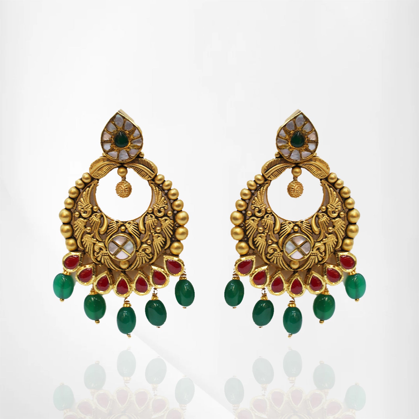 Antique Bridal Choker Set with Kundan, Ruby & Chandbali Design