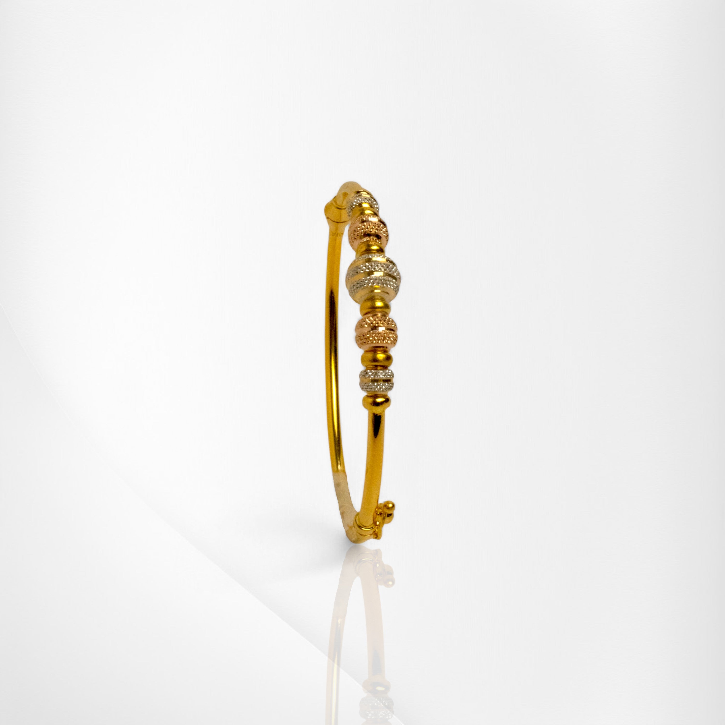 Rhodium-Plated Lockable Bangle with Central Ball