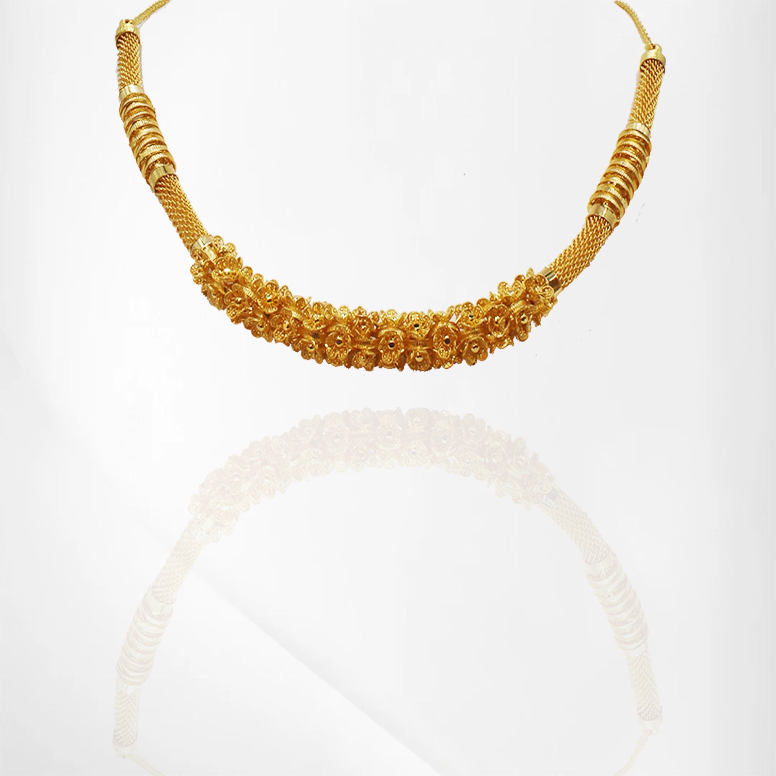 Modern Floral Necklace Set with Matching Earrings