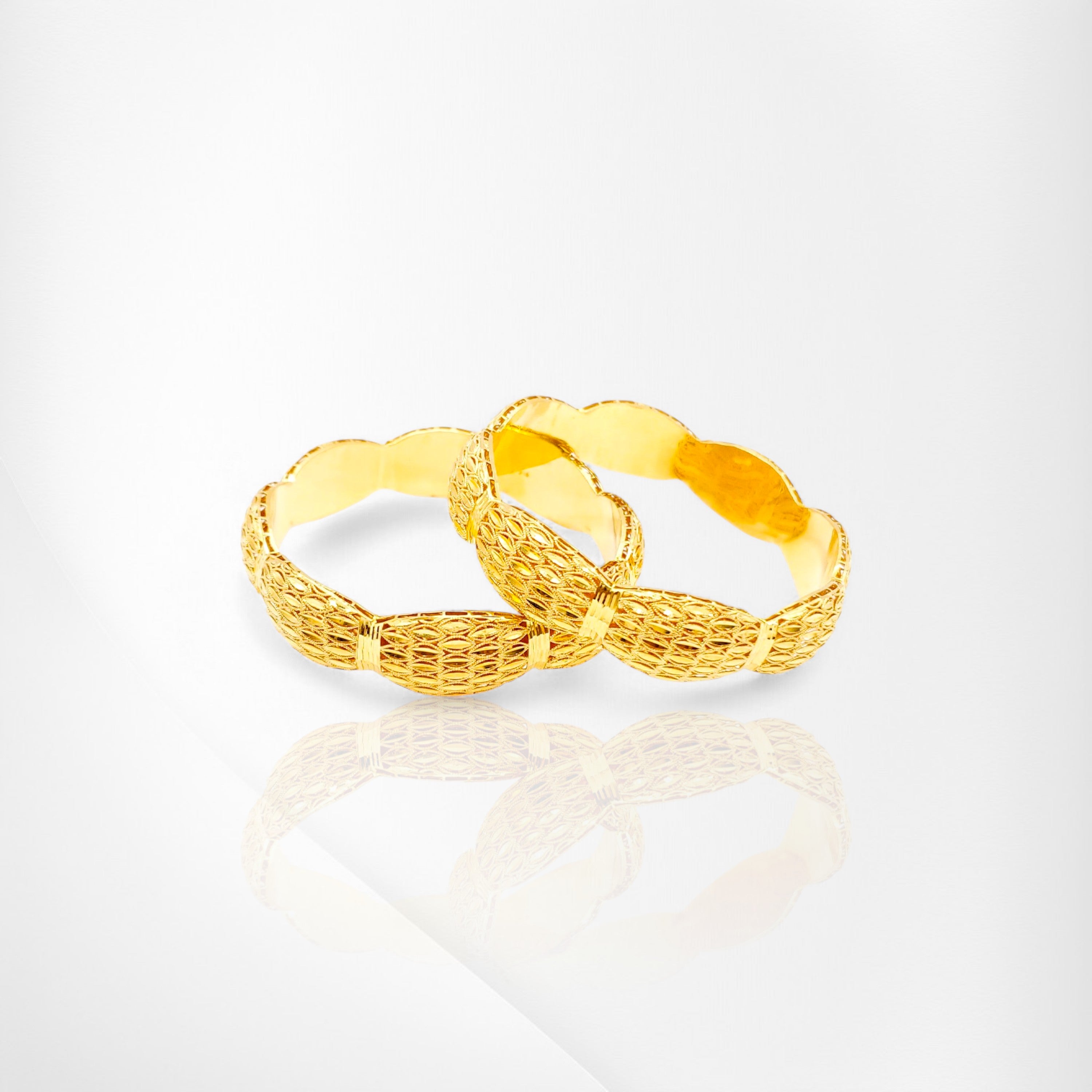 Elegant Yellow Gold Bangles with Intricate Detailing – Perfect for Everyday Wear