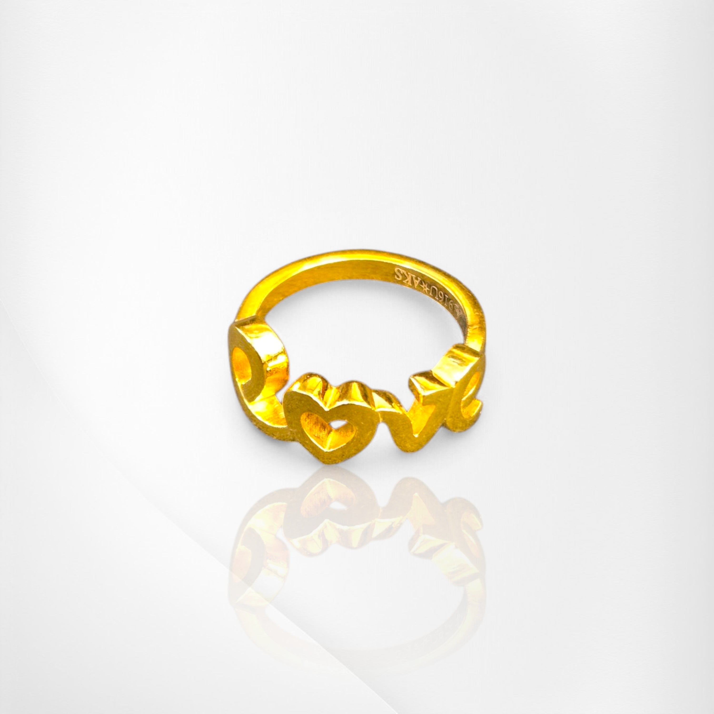 Love Script Gold Ring