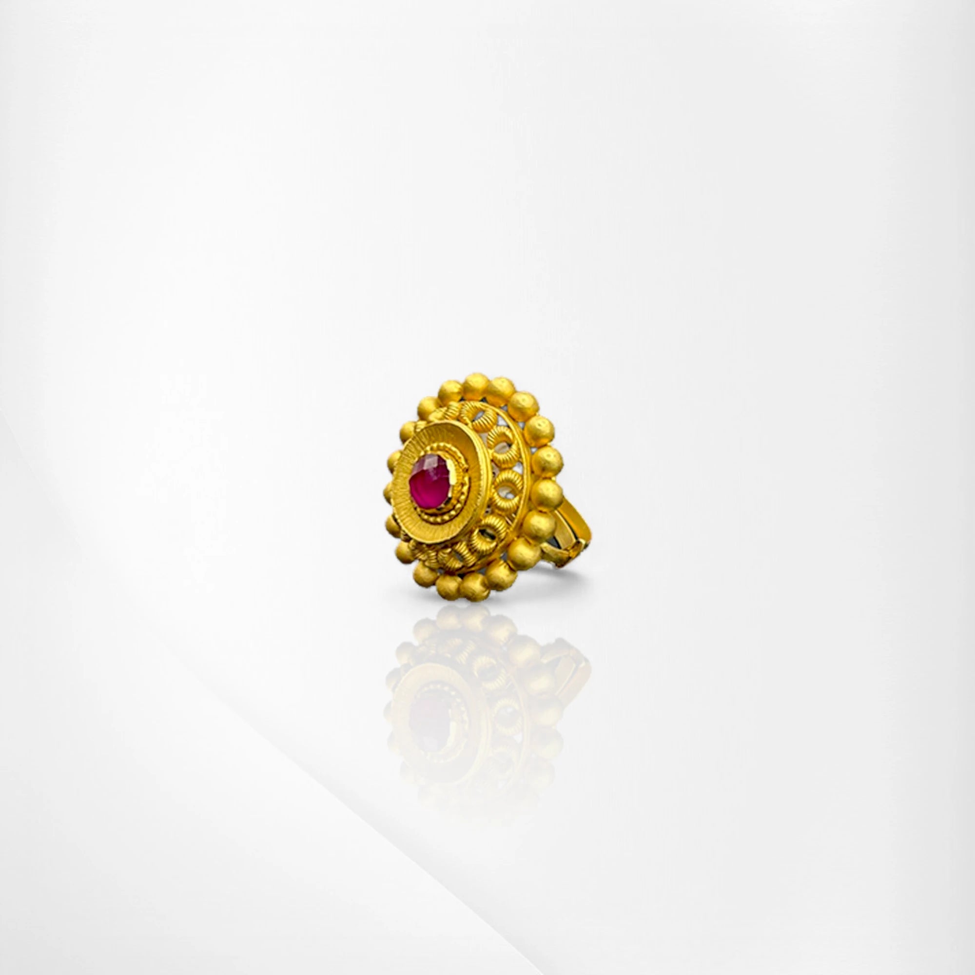 Ruby Sunburst Gold Ring
