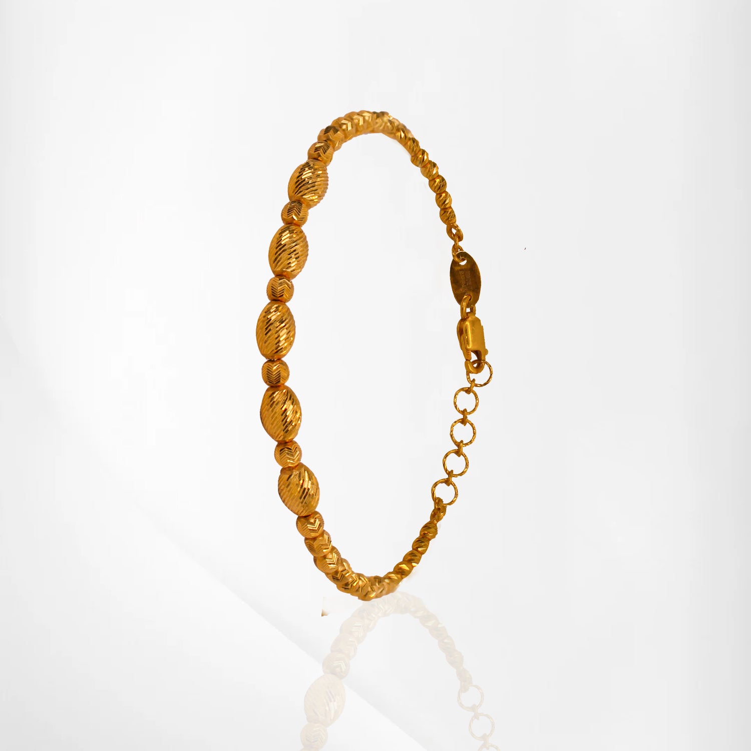 Golden Beads Locking Bangle Bracelet