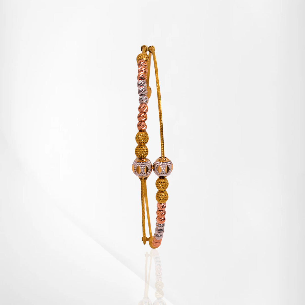 Dual-Tone Rhodium & Gold Ball Bangle