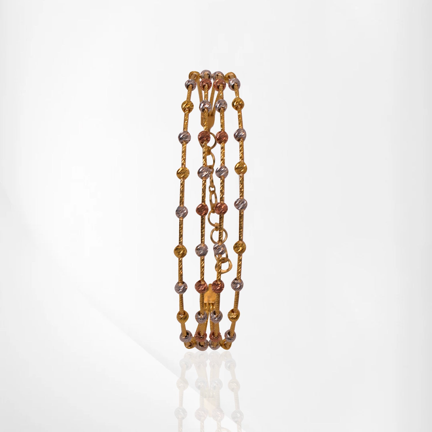 Layered Rhodium & Gold Beads Bangle