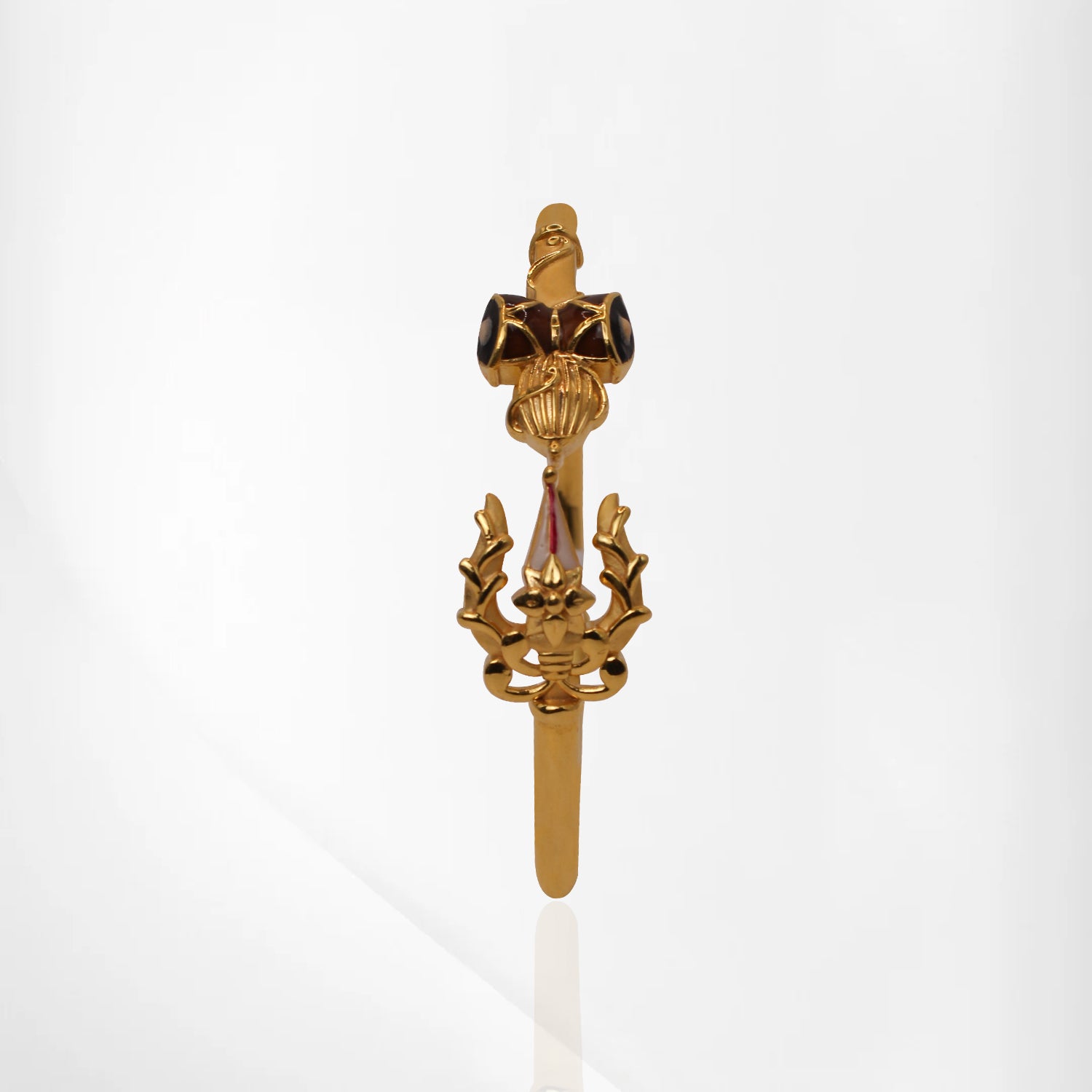 Divine Trishul & Damru Gold Bangle Bracelet