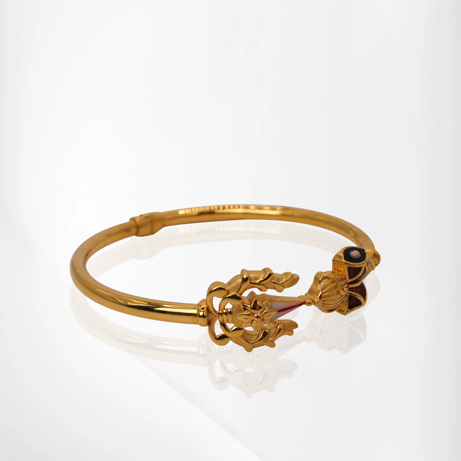 Divine Trishul & Damru Gold Bangle Bracelet