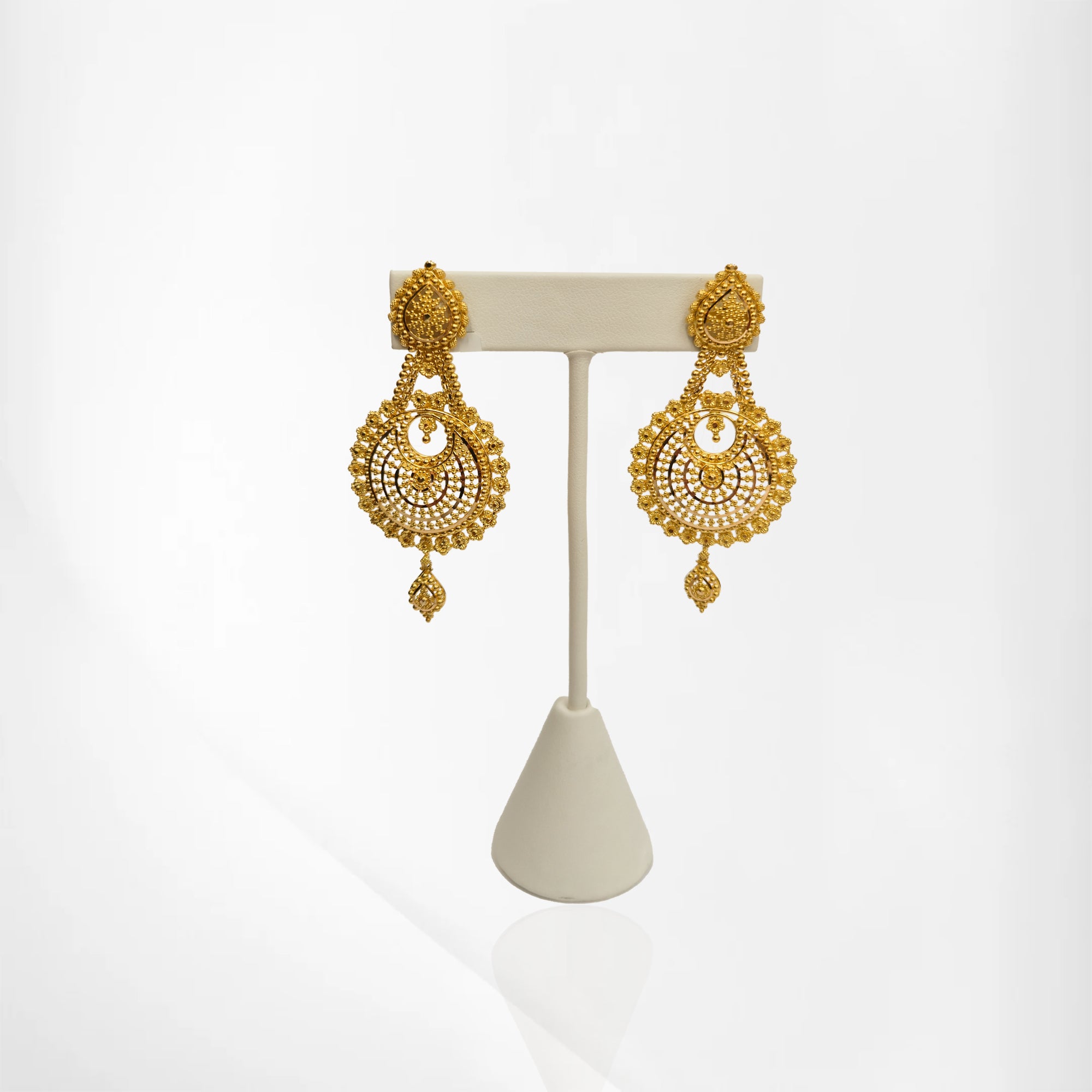 22K Yellow Gold Stiff Choker Necklace with Chand Bali Inspired Earrings