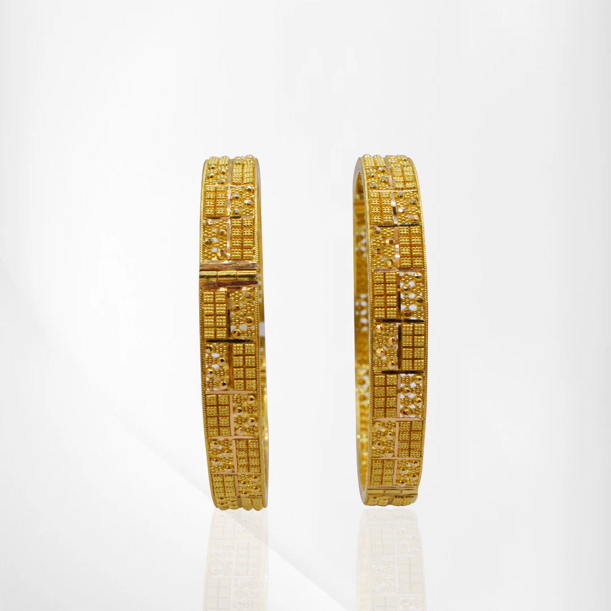 2PC 22K Gold Bangle with Bead Designs
