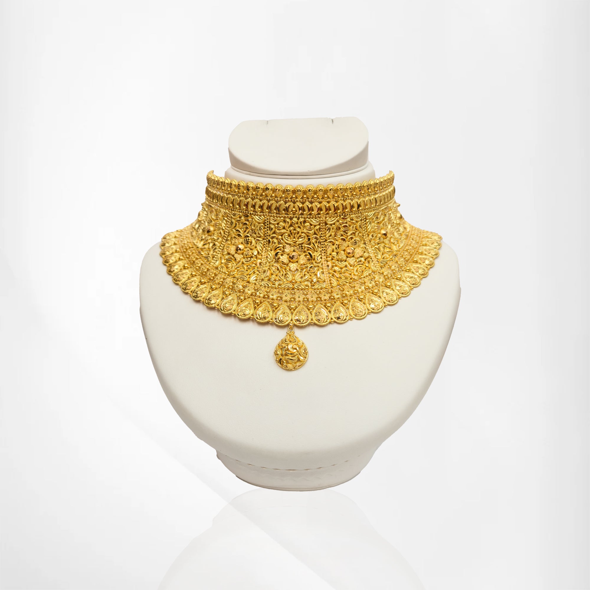 22K Yellow Gold Bridal Choker Necklace – Intricate Design