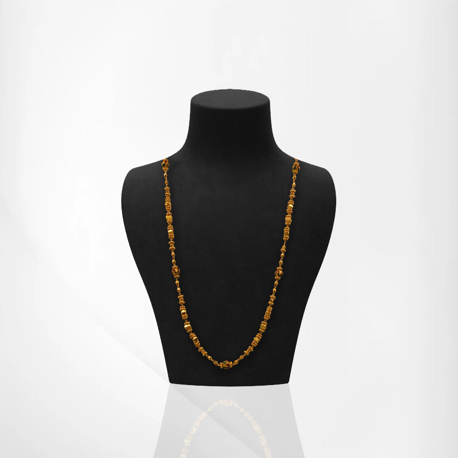 Gold Chain with Meena Work Balls – Artistic Elegance in Every Detail