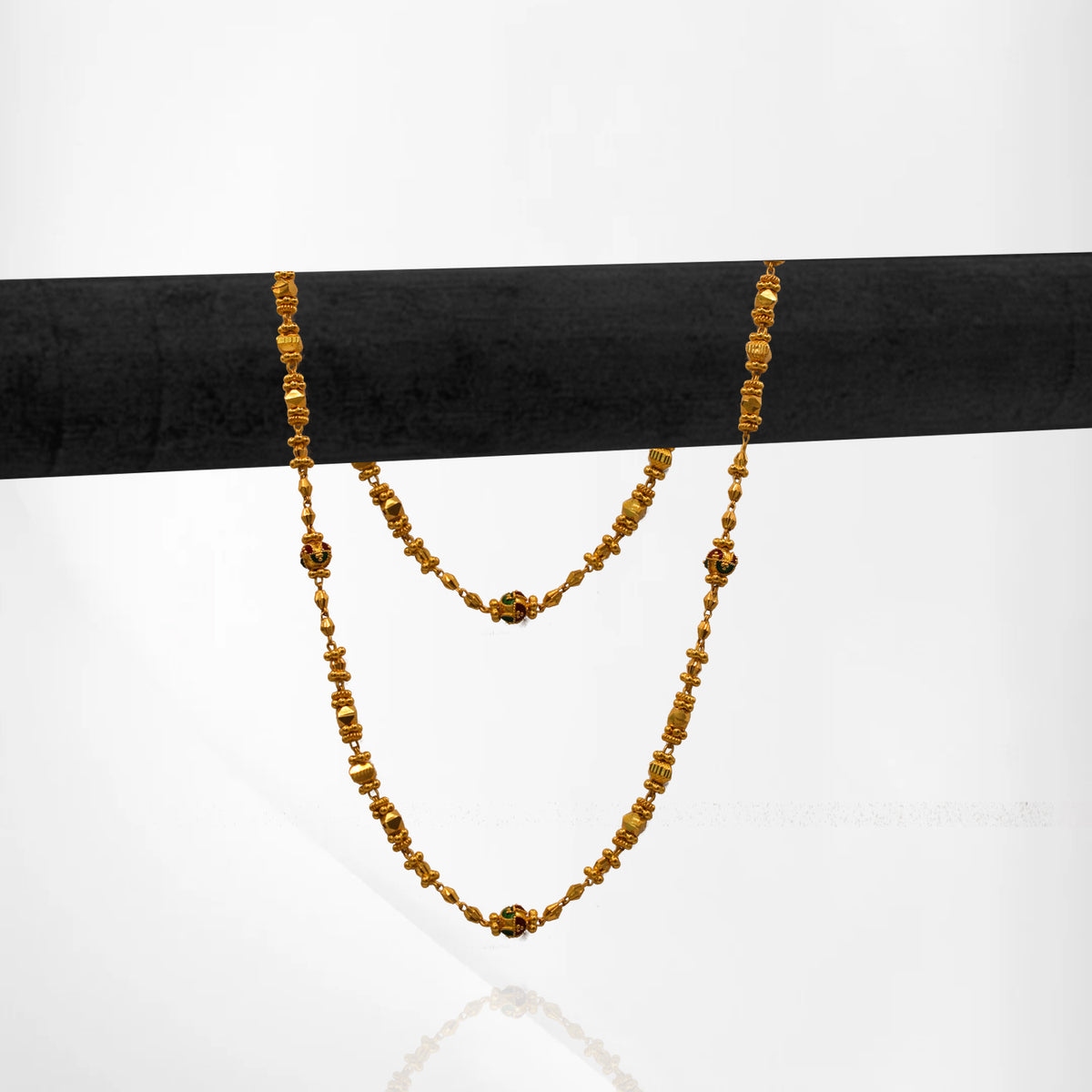 Gold Chain with Meena Work Balls – Artistic Elegance in Every Detail ...