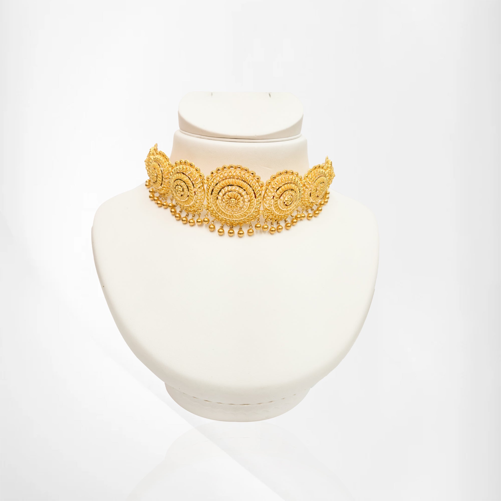Yellow Gold Patti Choker Necklace with Jumkha Earrings