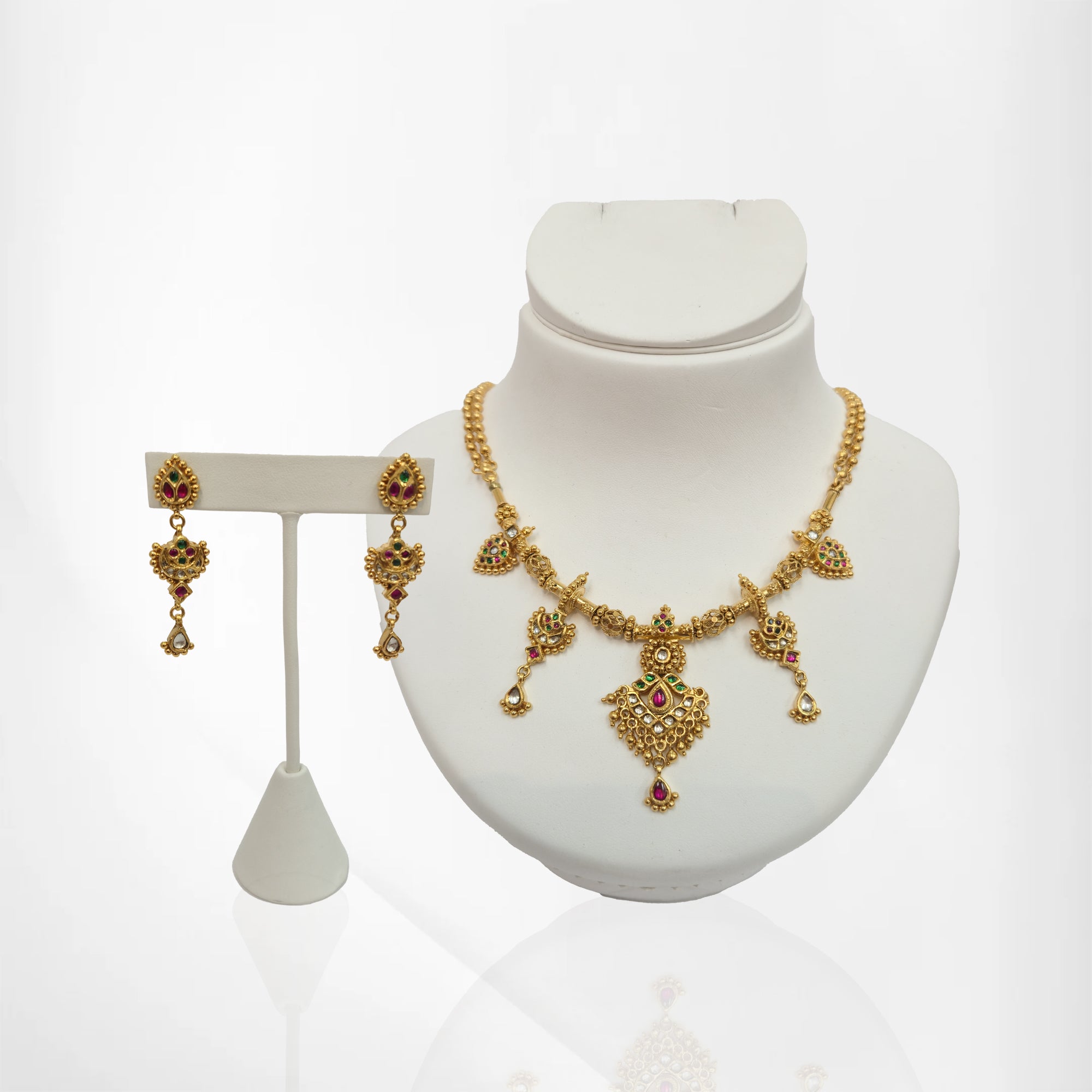Royal Jadau Drop Charm Gold Set