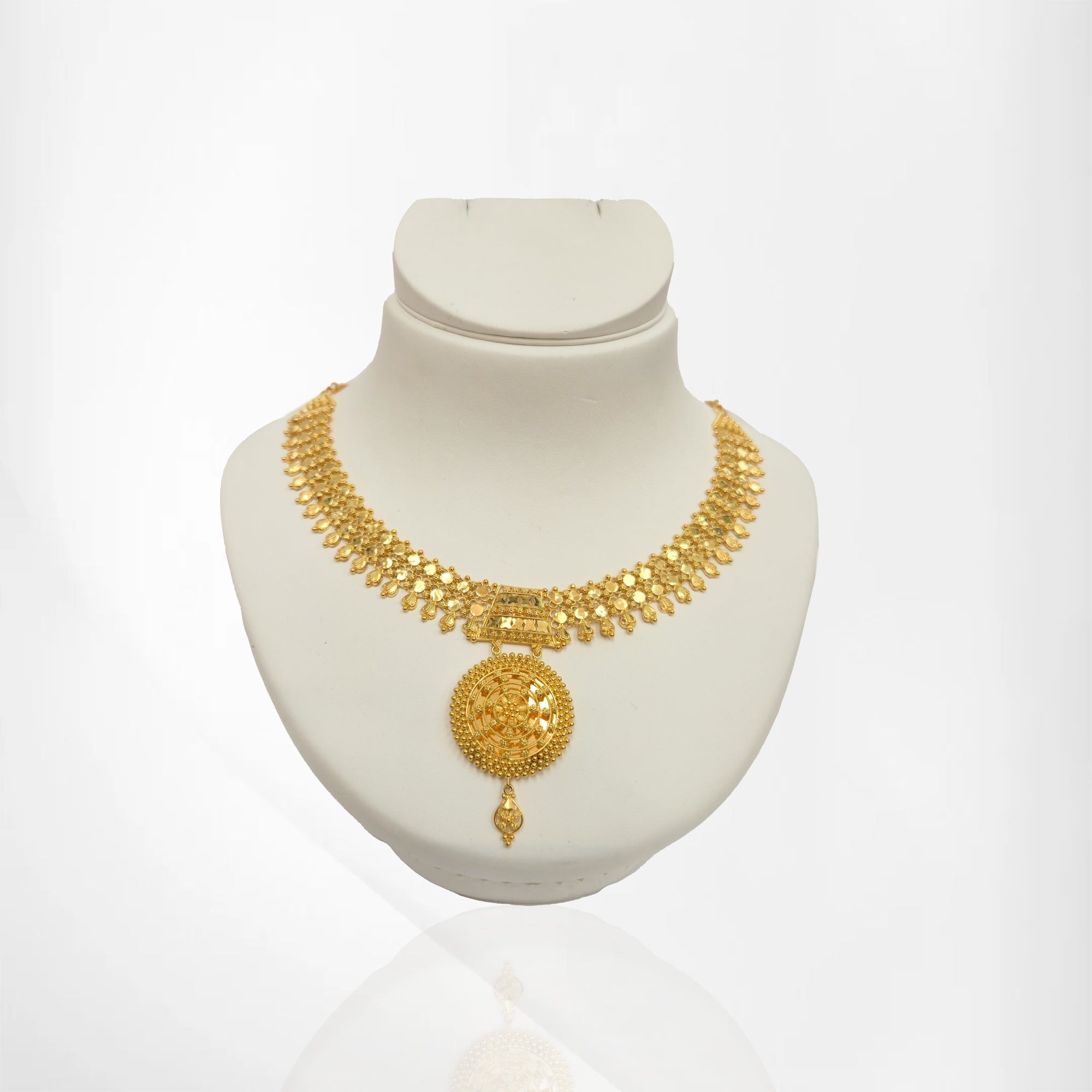 Chandan Har Inspired 22K Yellow Gold Necklace Set
