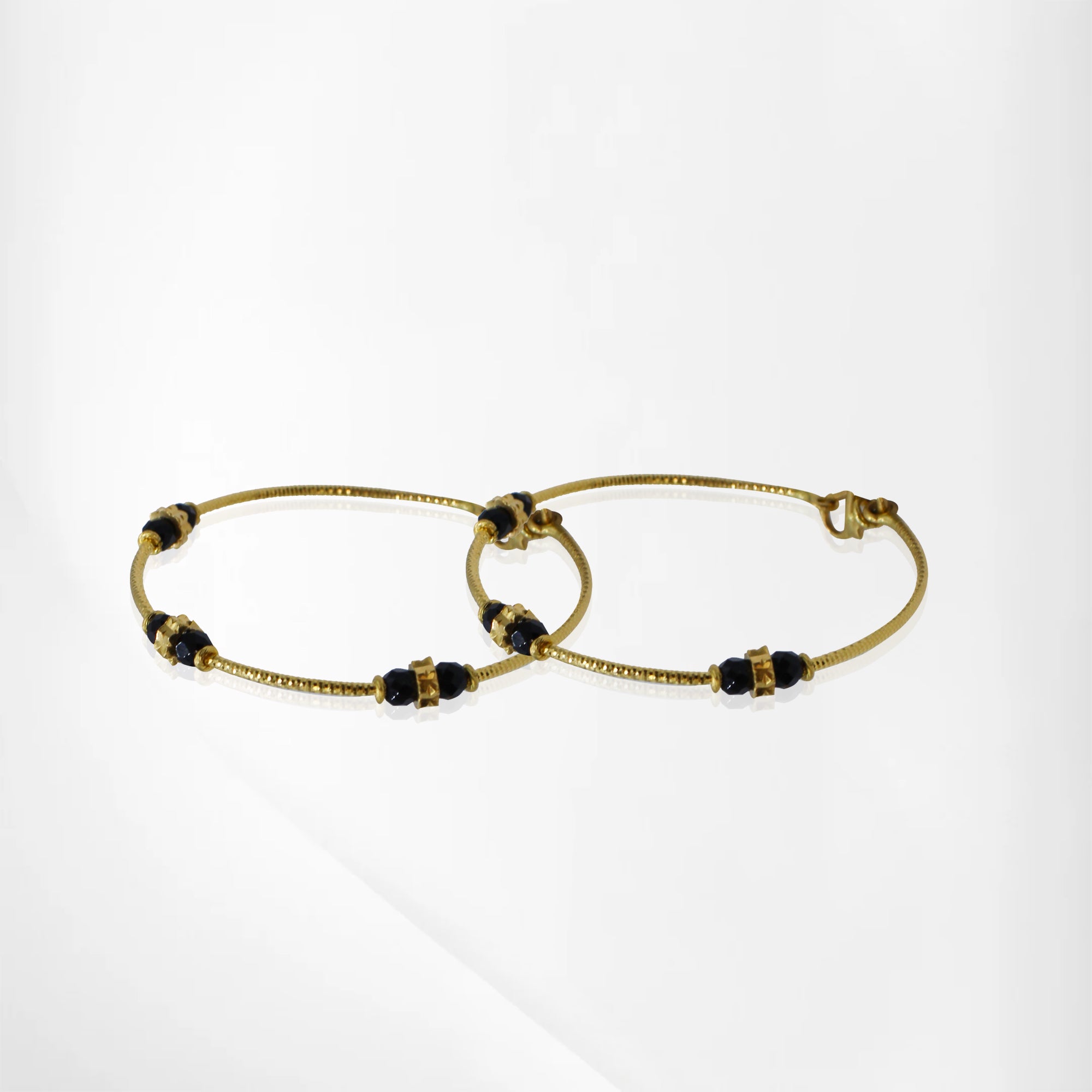 Traditional Gold & Black Beaded Baby Bangles – Elegant Design for Newborns