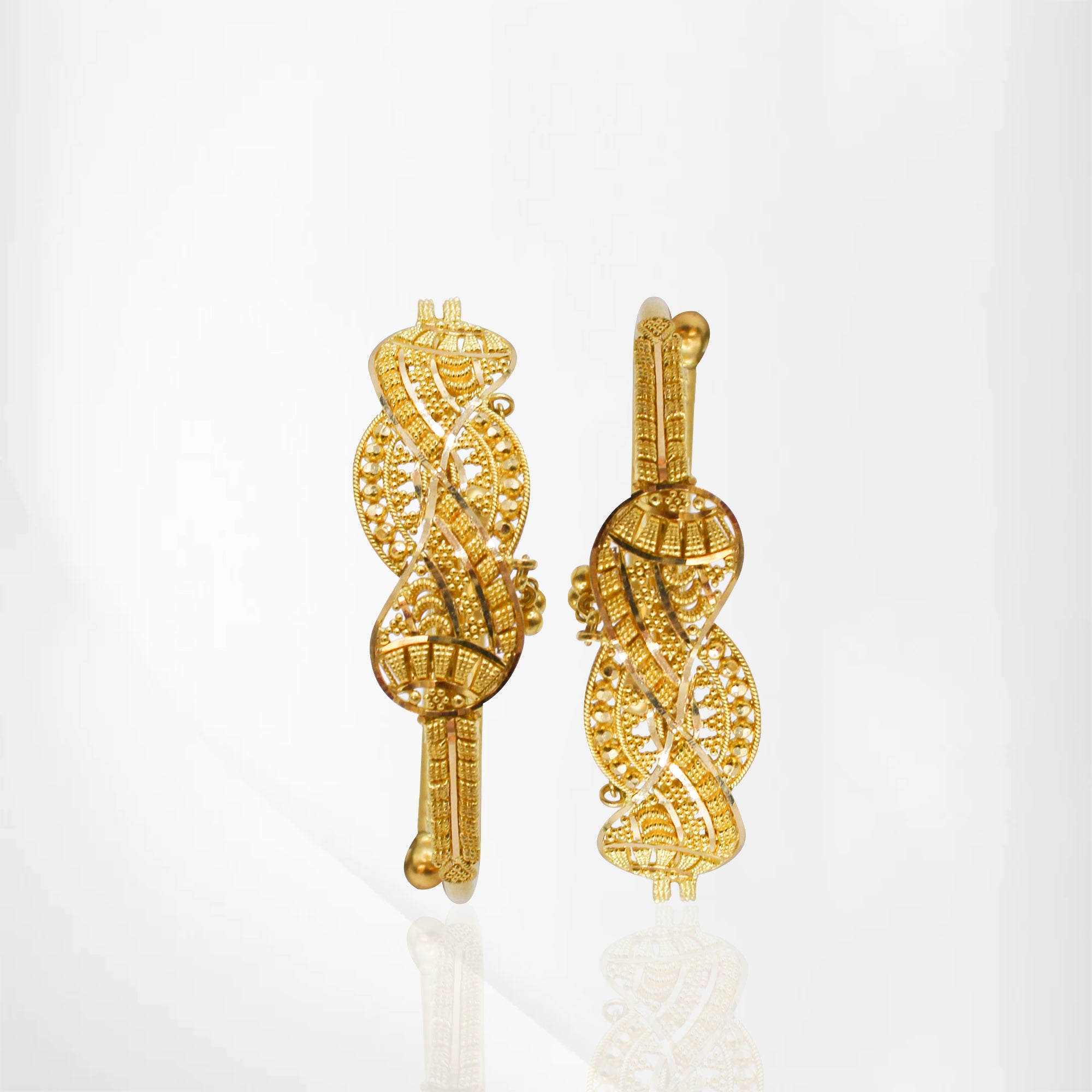 Manglo & Leaf Design Baby Bangles – Adjustable with Hanging Ball Charm