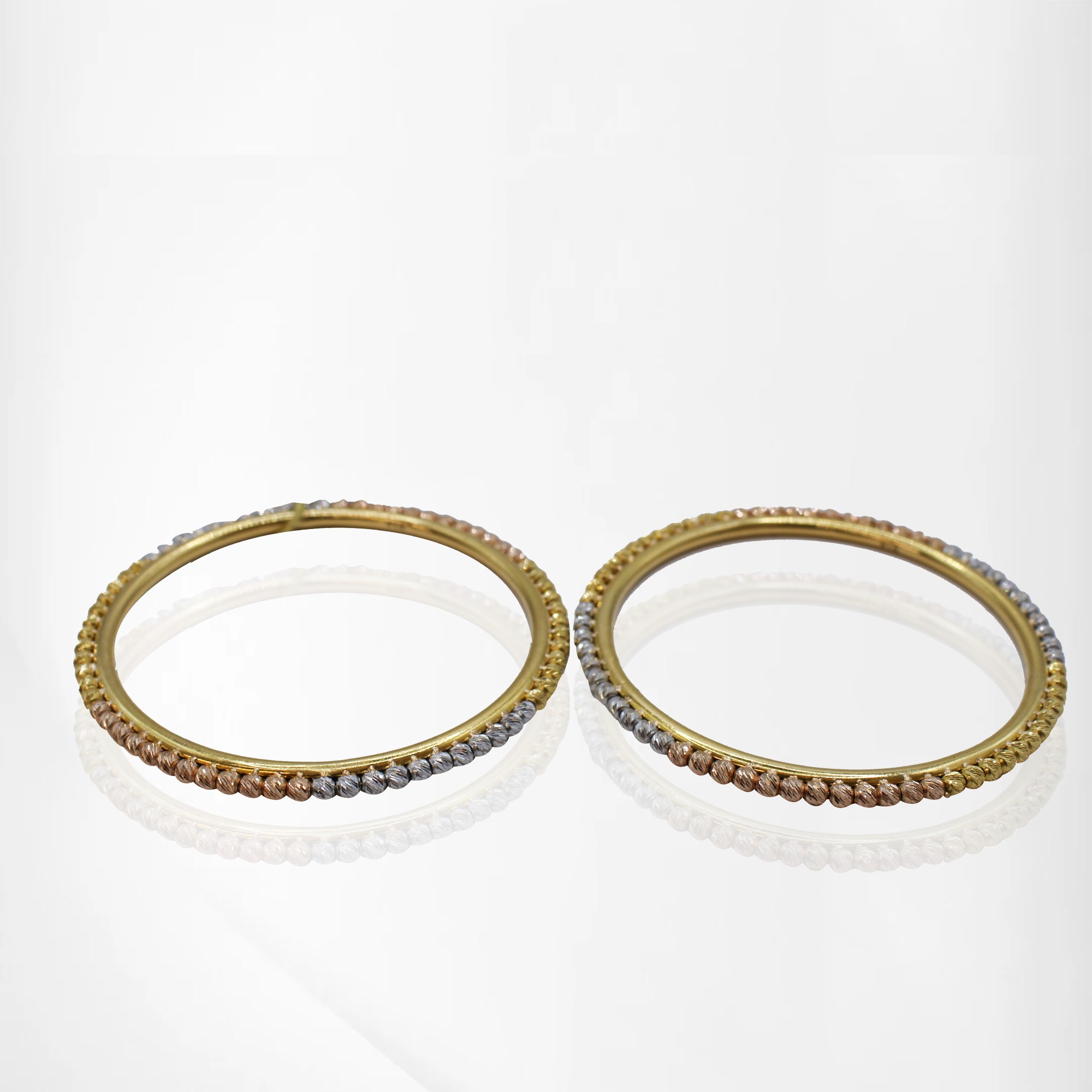 Two-Tone Rhodium & Gold Beaded Baby Girls Bangles – Elegant Traditional Design