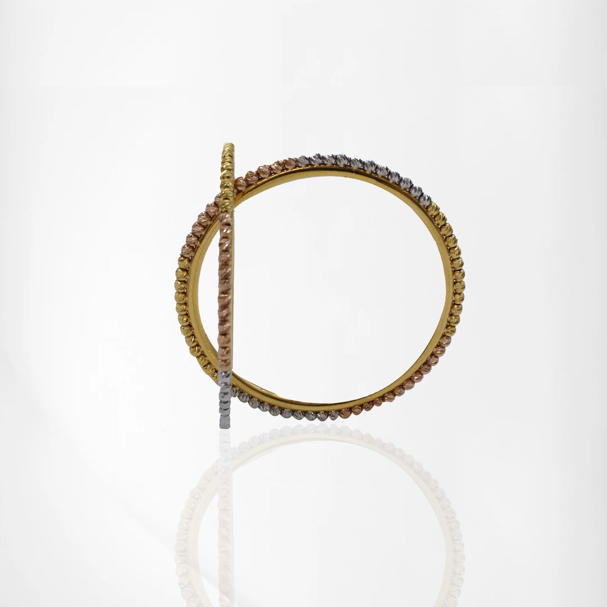 Two-Tone Rhodium & Gold Beaded Baby Girls Bangles – Elegant Traditional Design