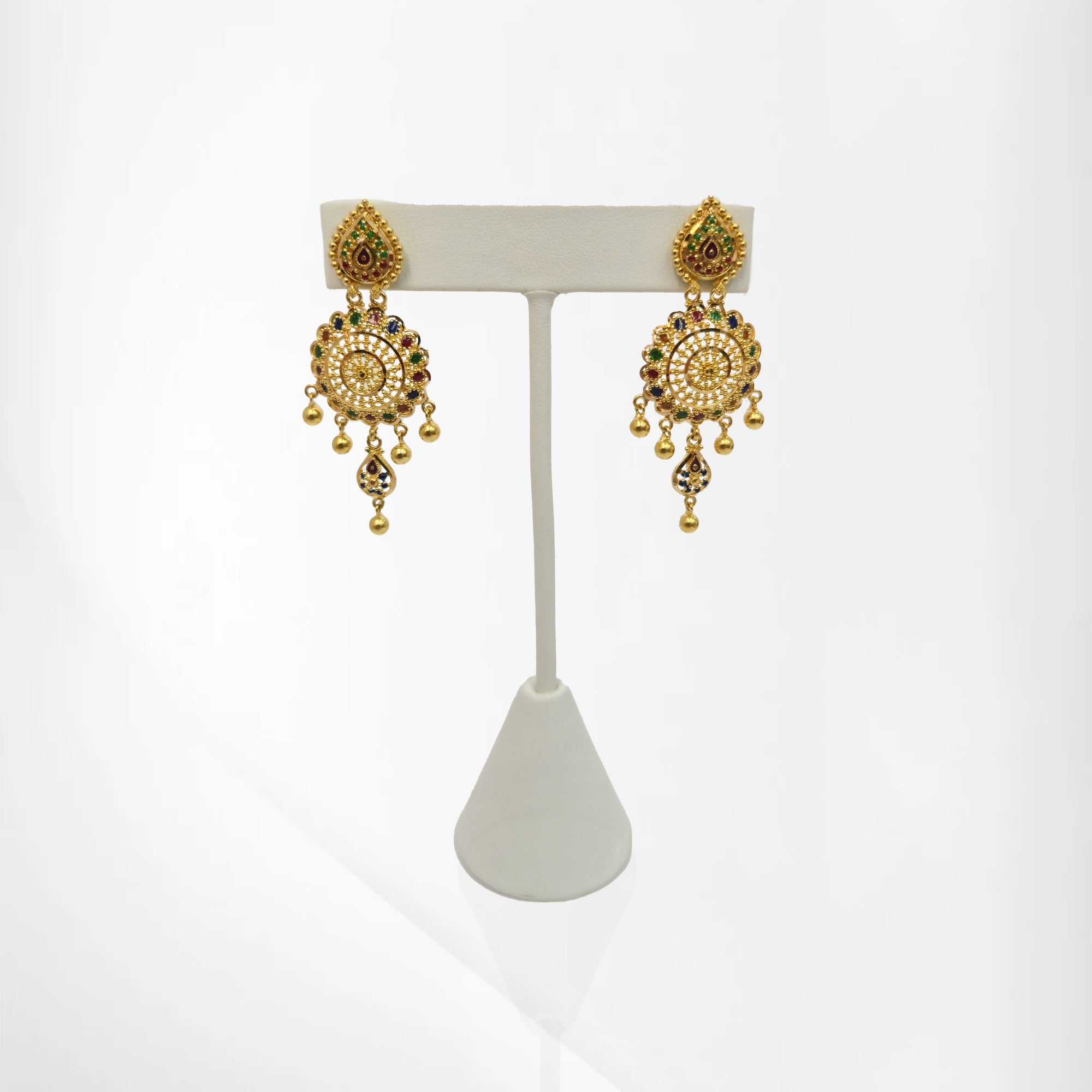 Elegant Mina 22K Gold Set with Matching Dangling Earrings