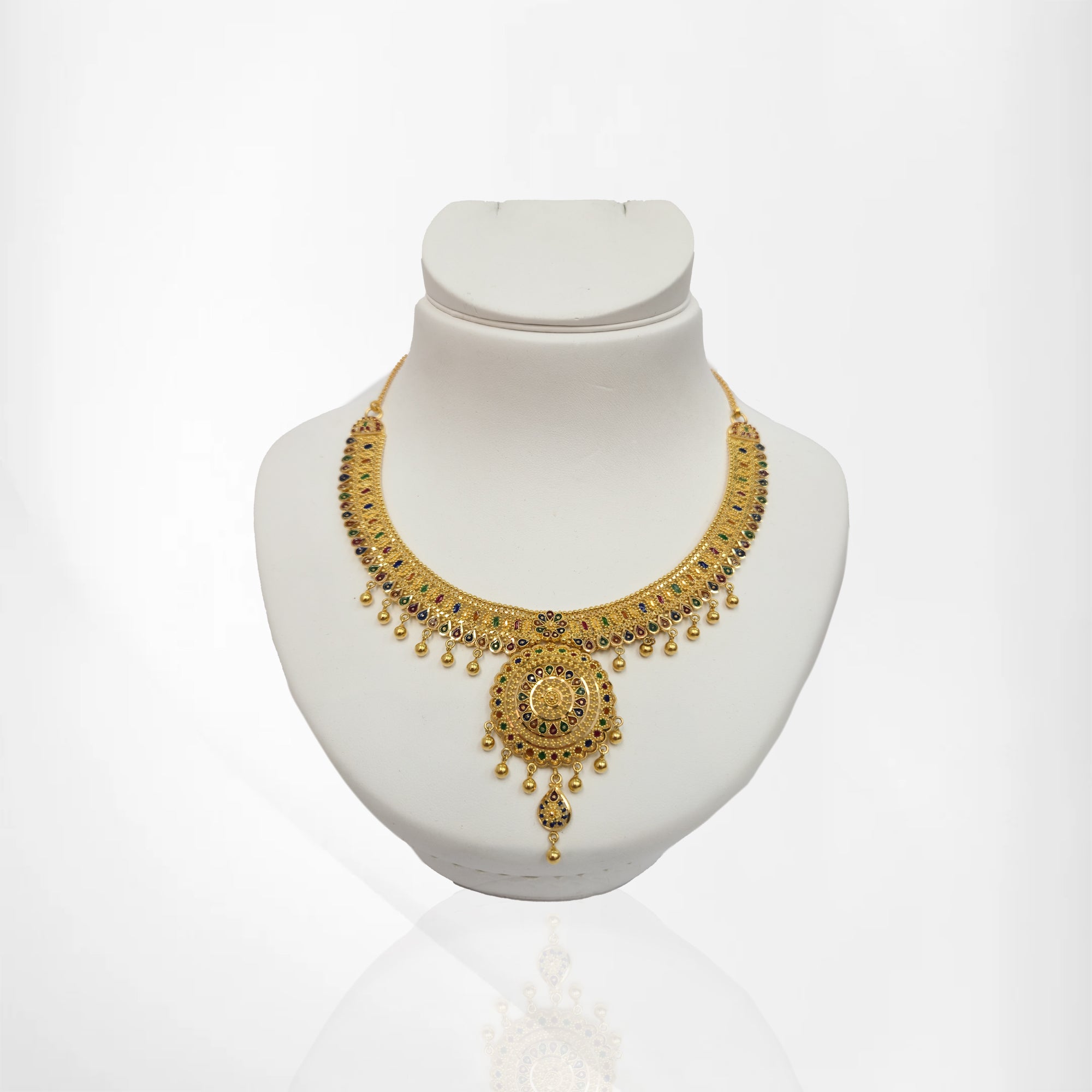 Elegant Mina 22K Gold Set with Matching Dangling Earrings