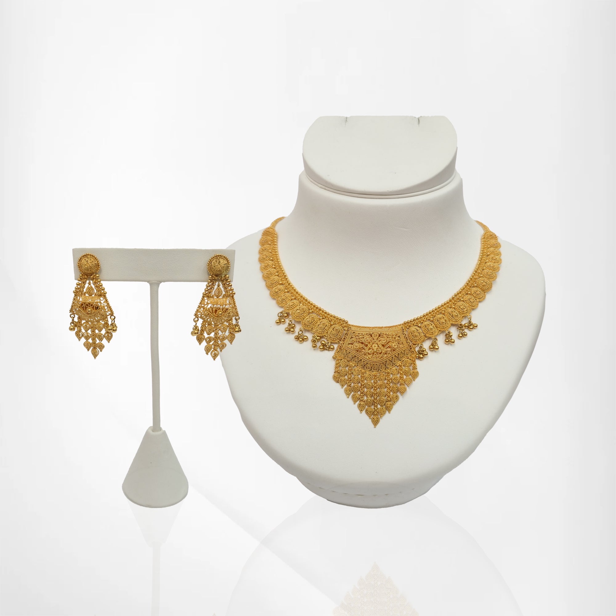 Timeless Matte 22K Gold Necklace & Earrings Set