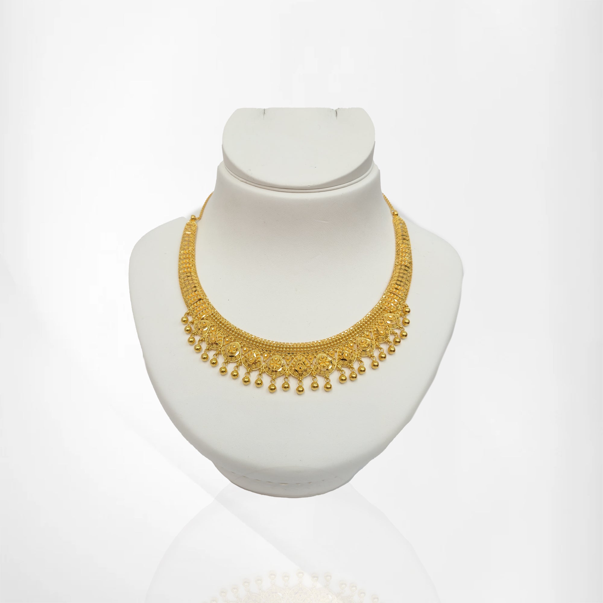 Elegant Ghungroo & Mini Jumka 22K Gold Necklace Set