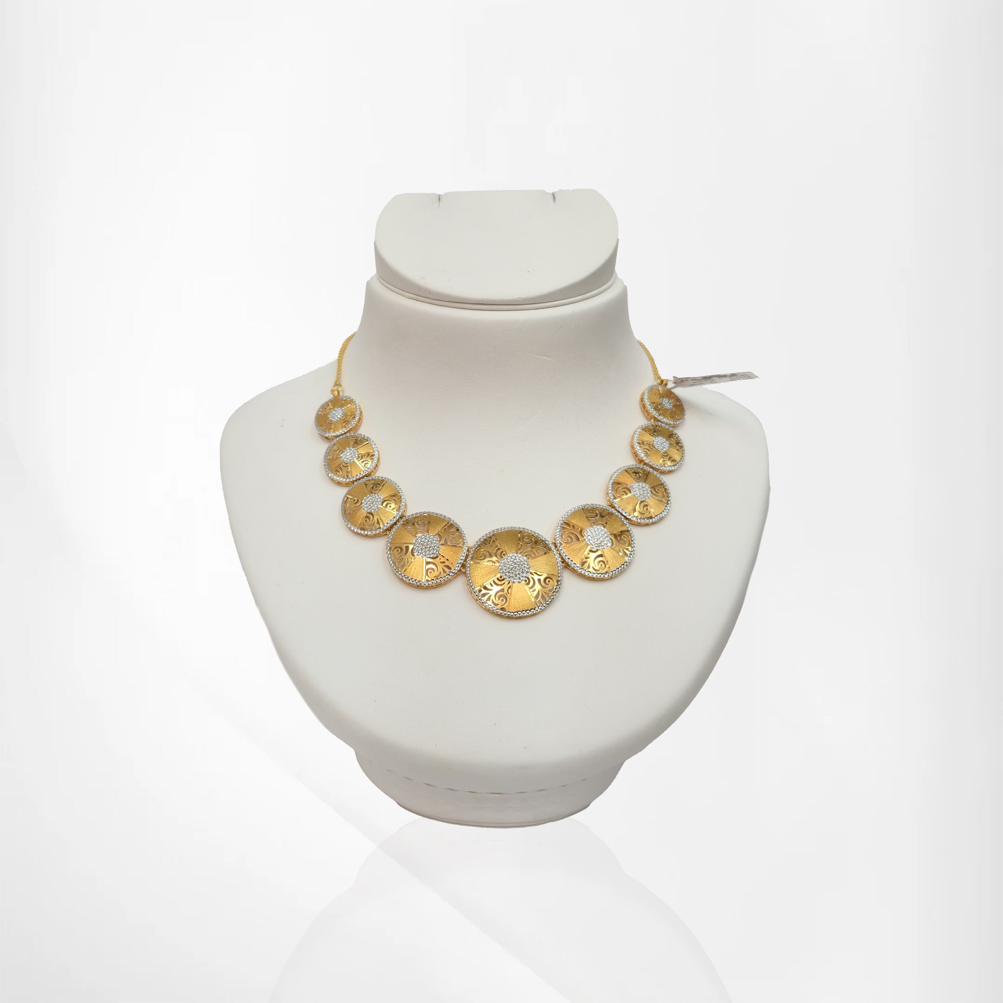 Designer Round Turkish Gold Set with Rhodium Finish