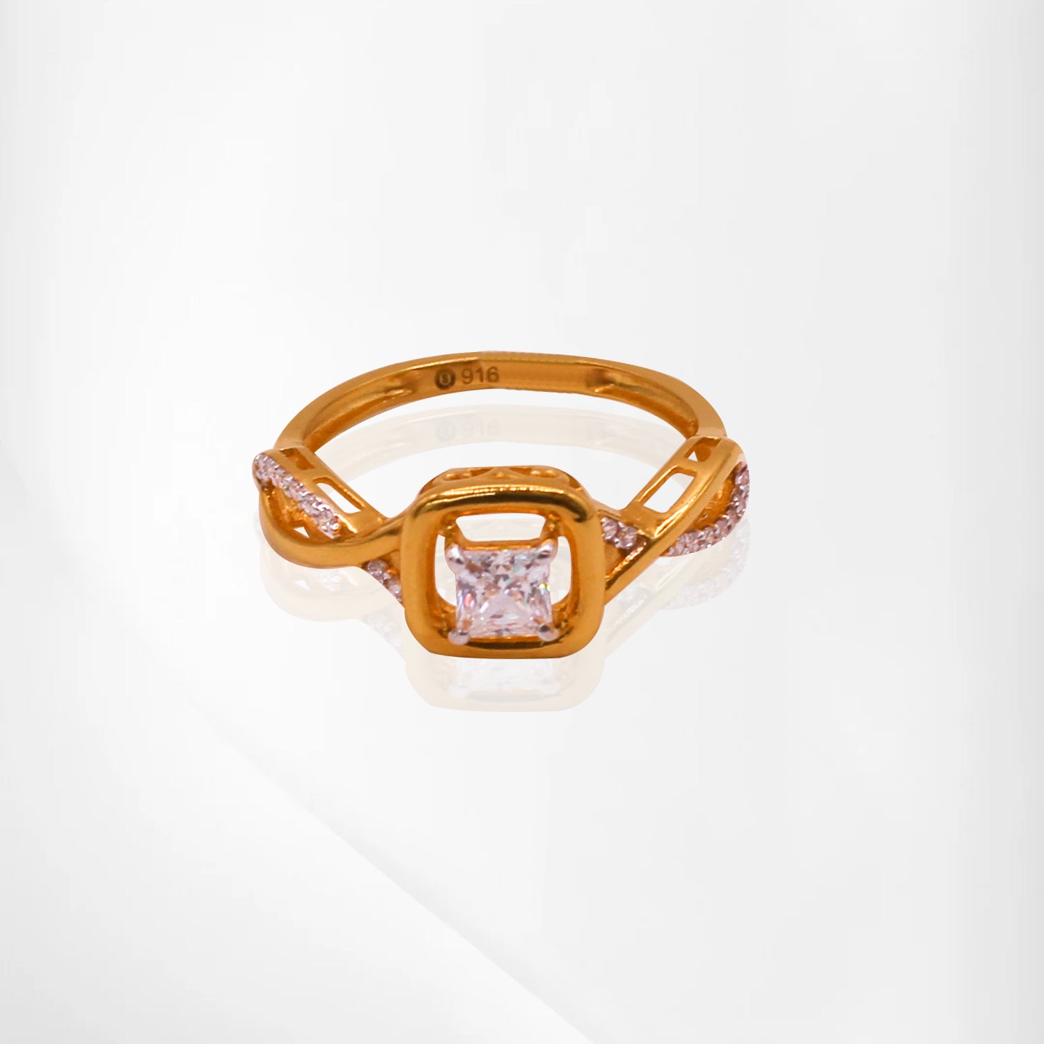 Modern Elegance CZ Gold Ring