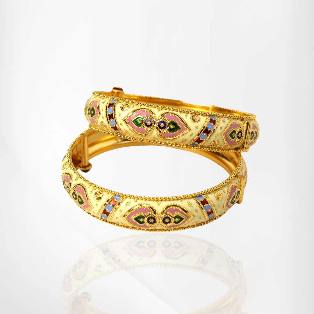 Meenakari Elegance Yellow-Gold Bangle