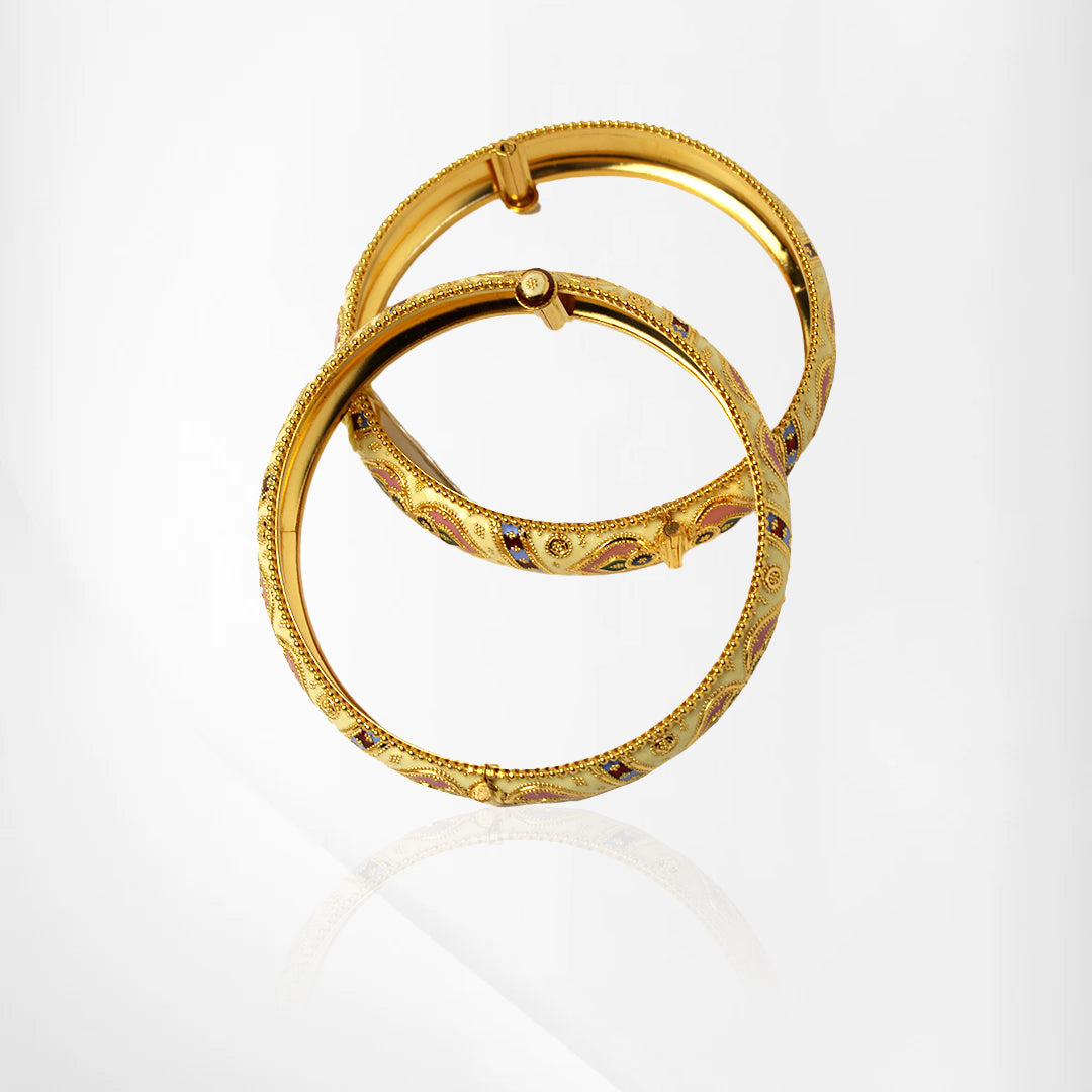 Meenakari Elegance Yellow-Gold Bangle